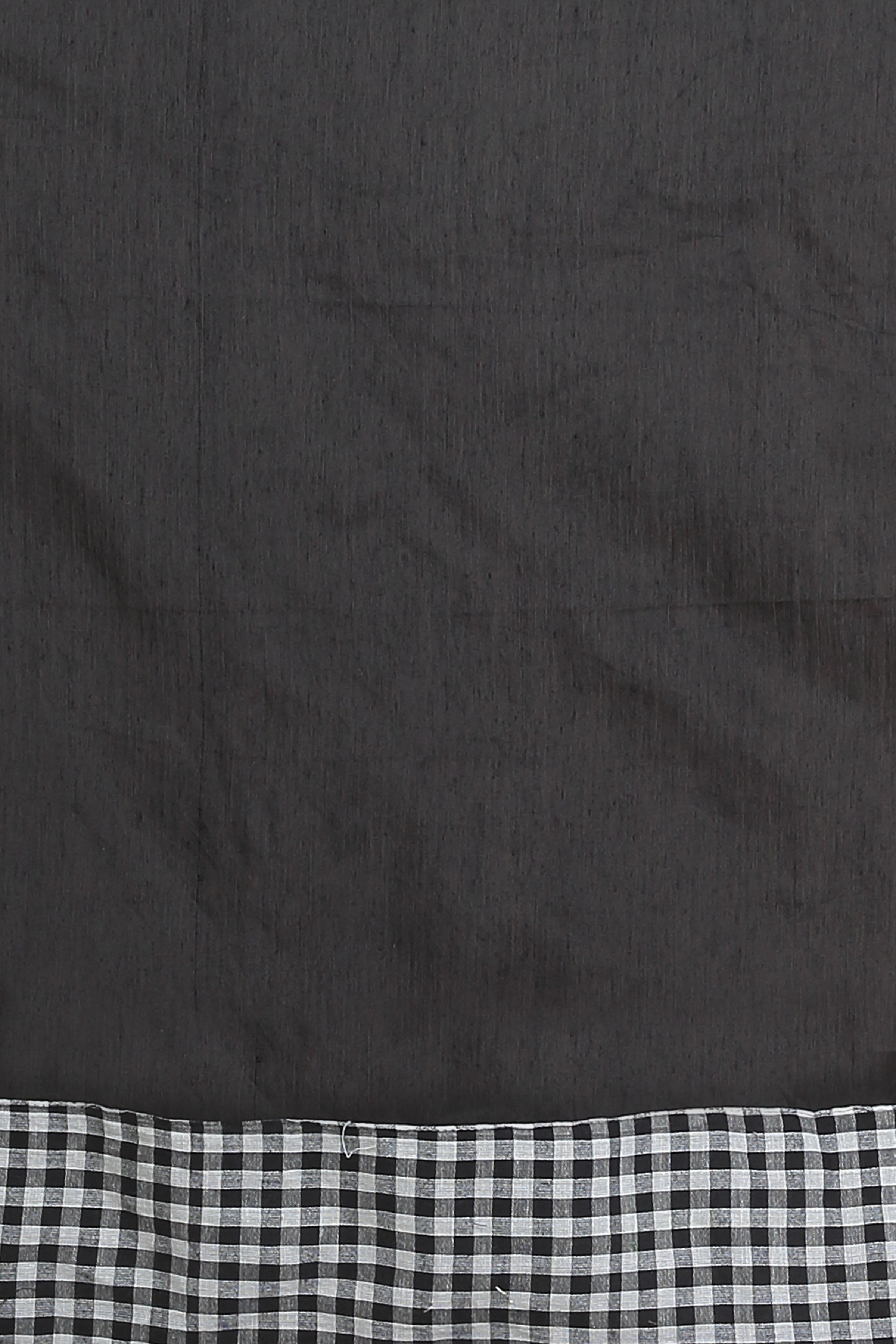 Mustered and Black Blended Cotton Saree