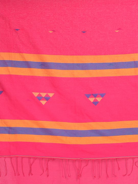 Deep Pink pure Handspun Cotton Hand woven saree