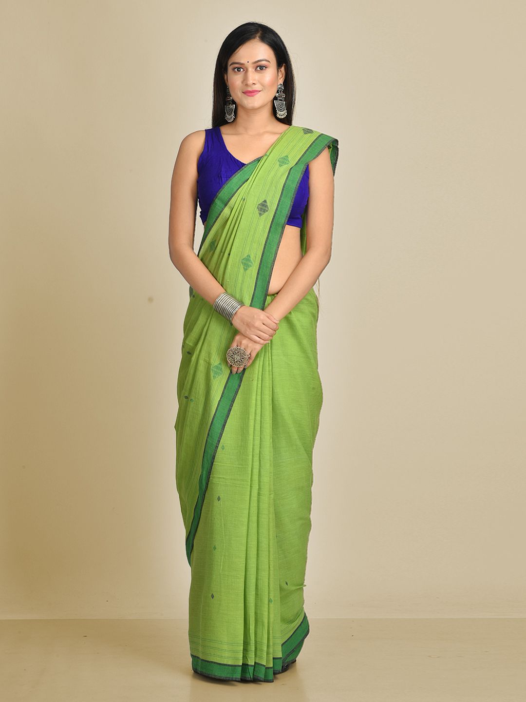 Green Pure Cotton Hand woven soft saree