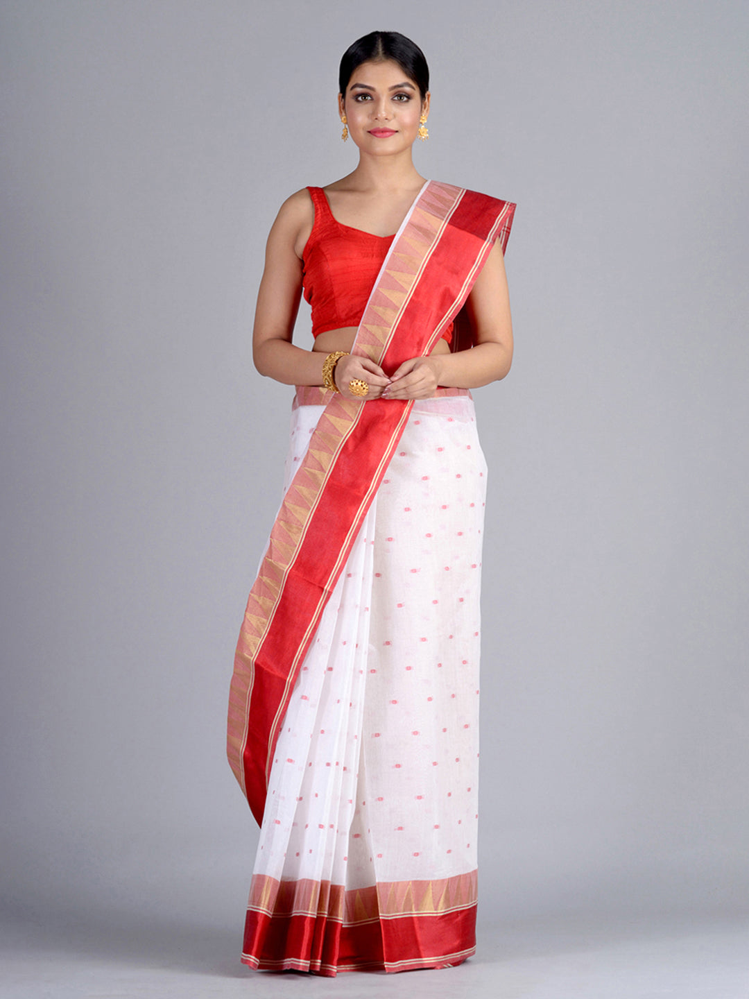 White Pure Cotton Tant Saree