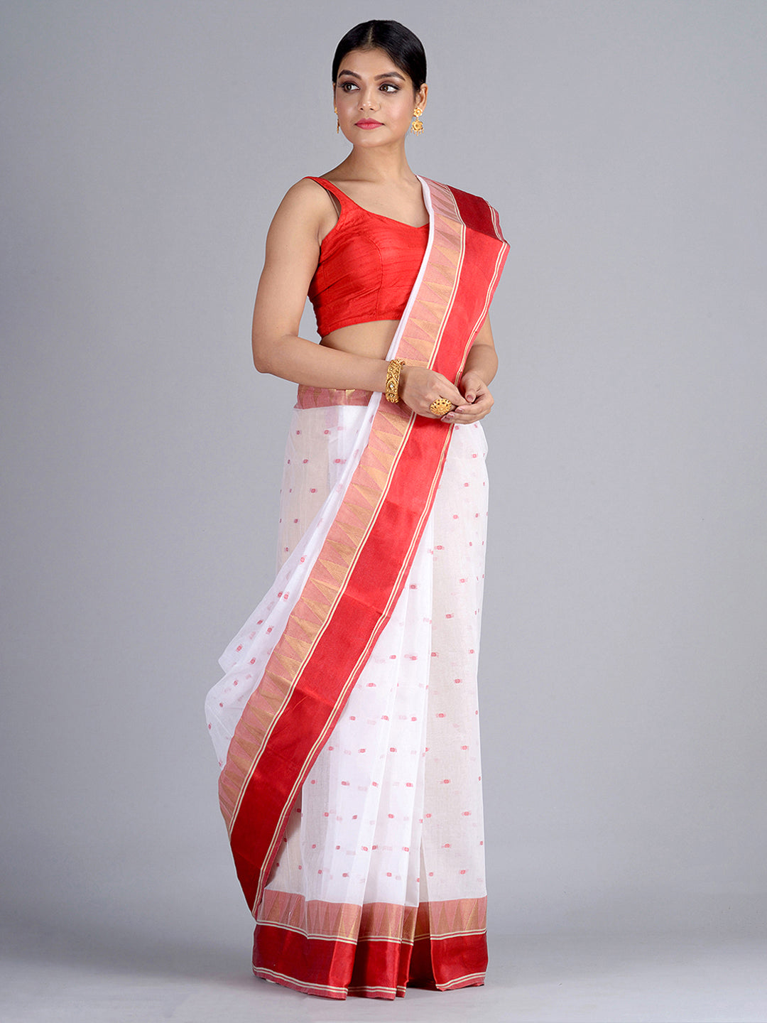 White Pure Cotton Tant Saree