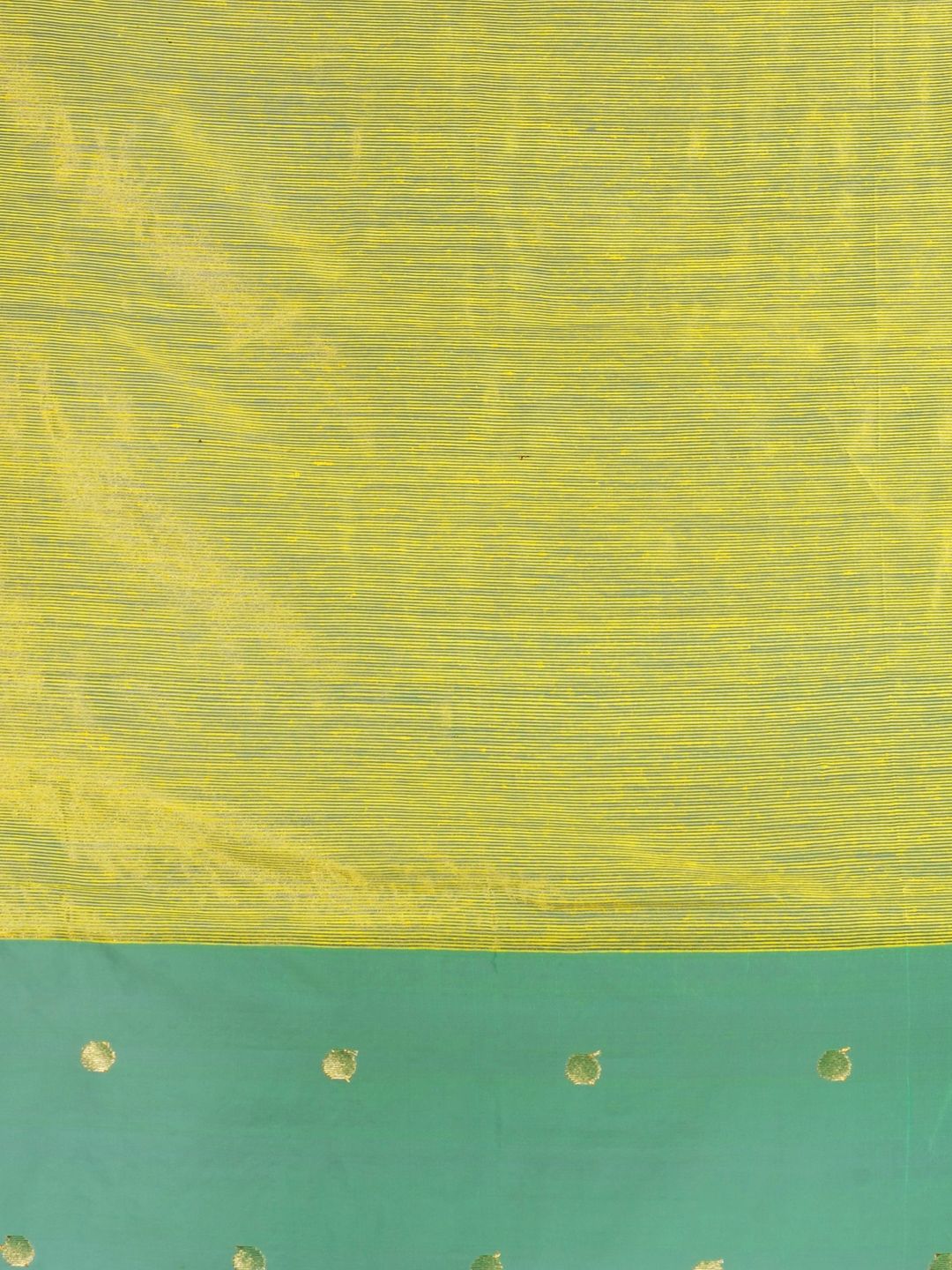 Yellow & Green Blended Matka Silk  Saree