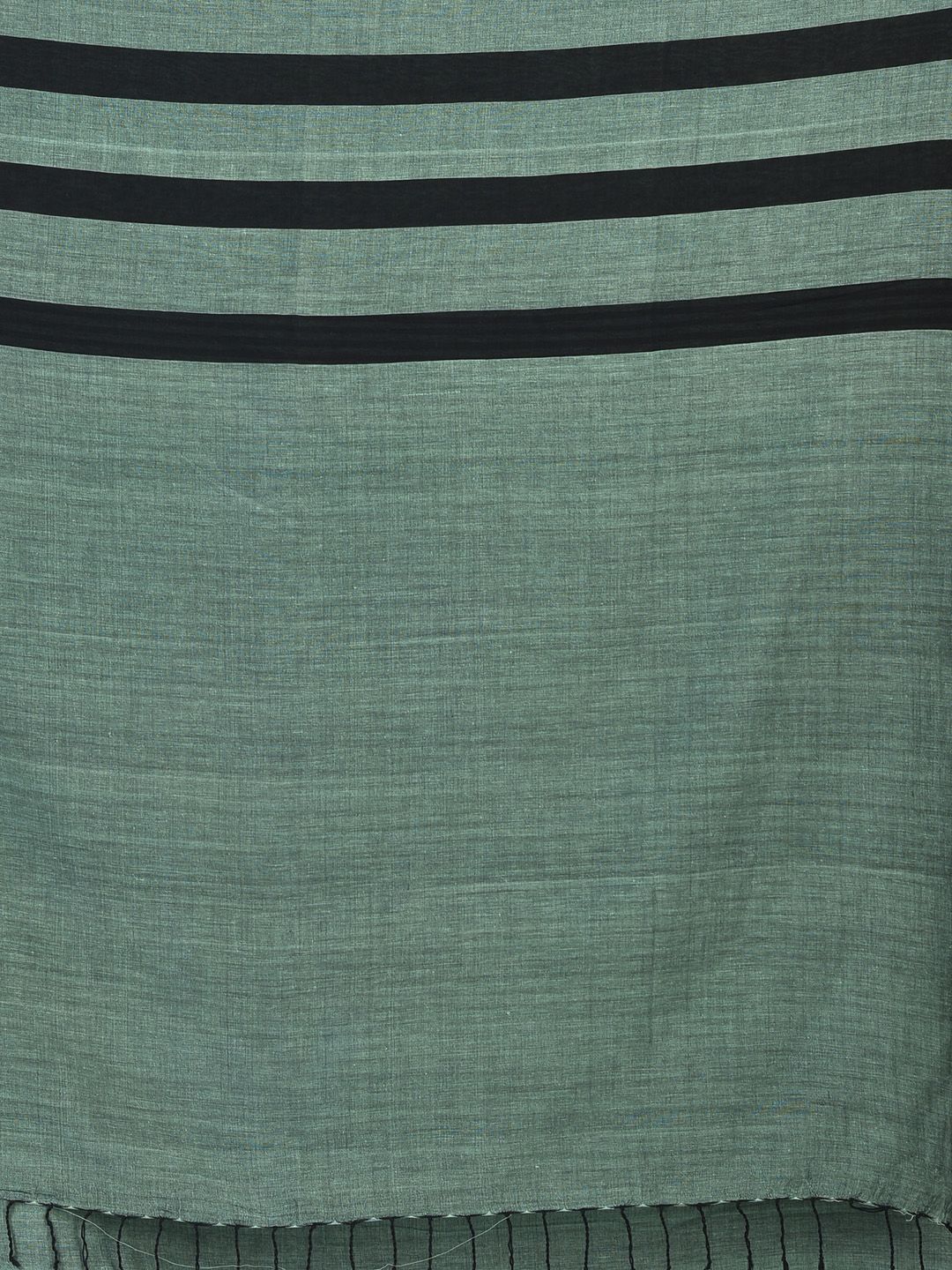 Green Handspun pure cotton half stripe woven saree