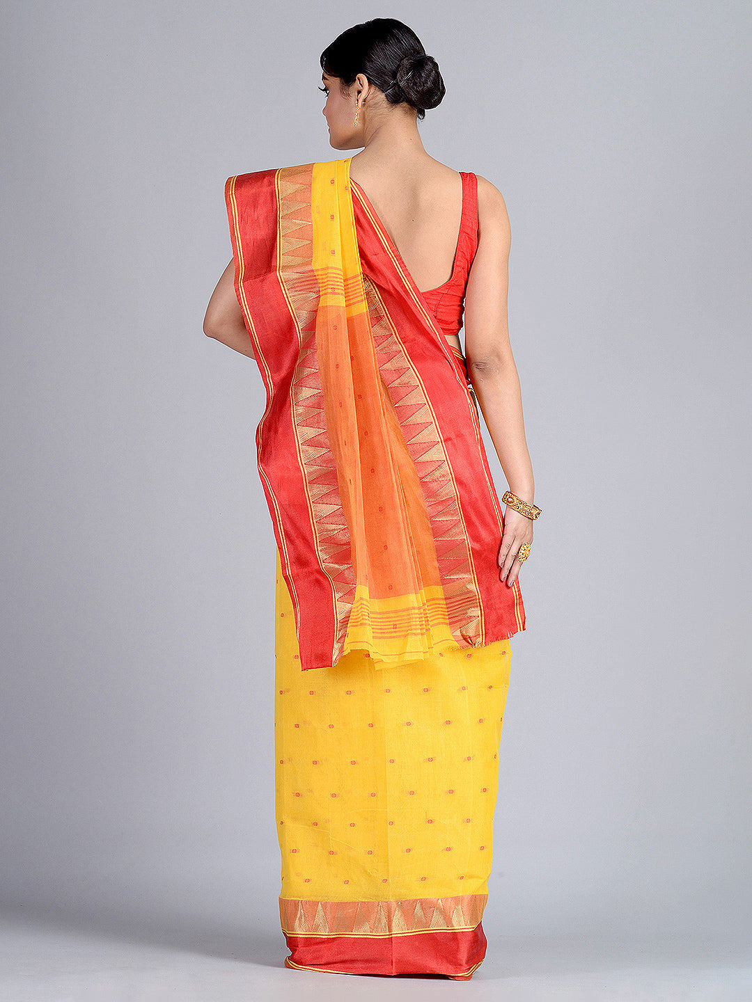 Yellow Pure Cotton Tant Saree