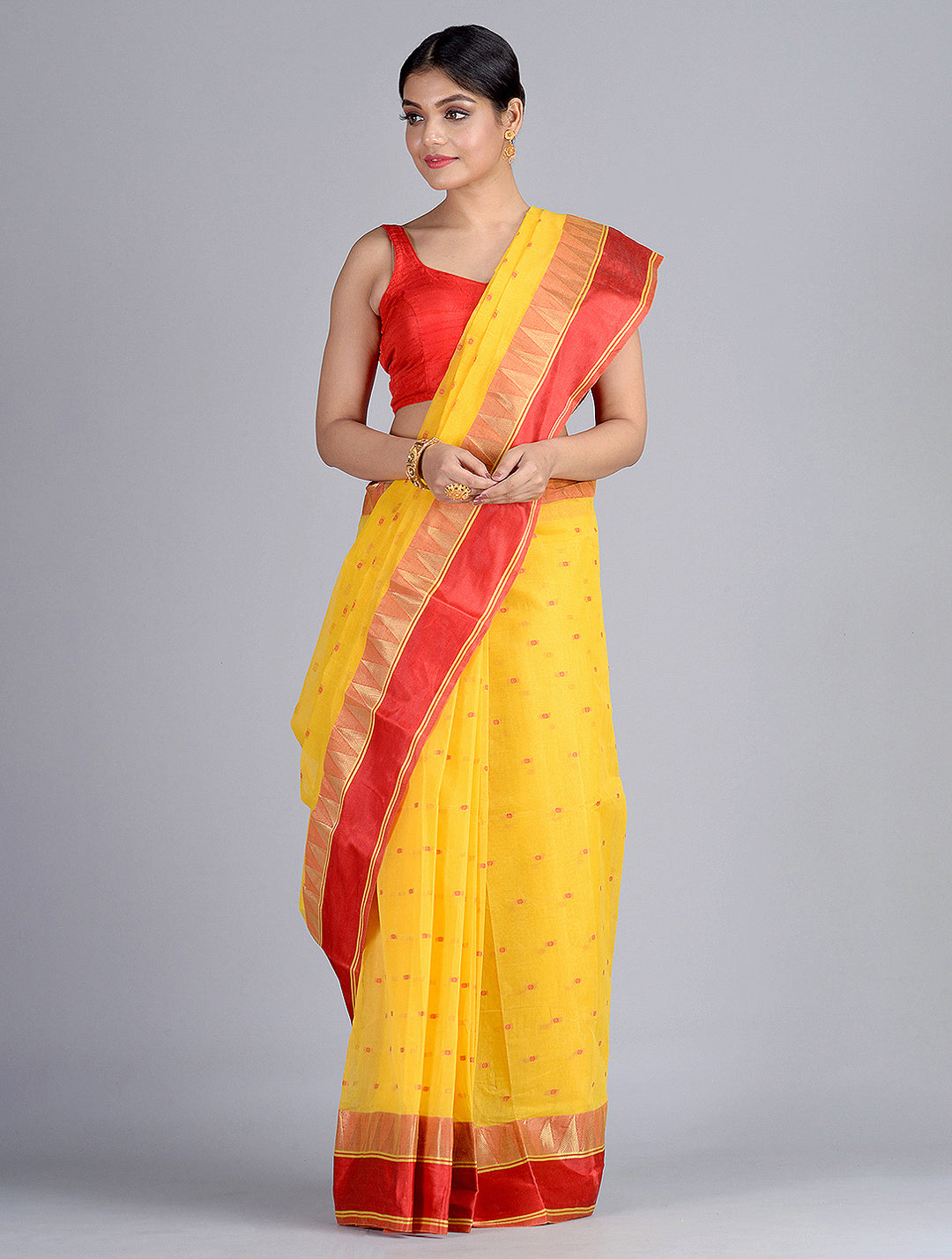 Yellow Pure Cotton Tant Saree