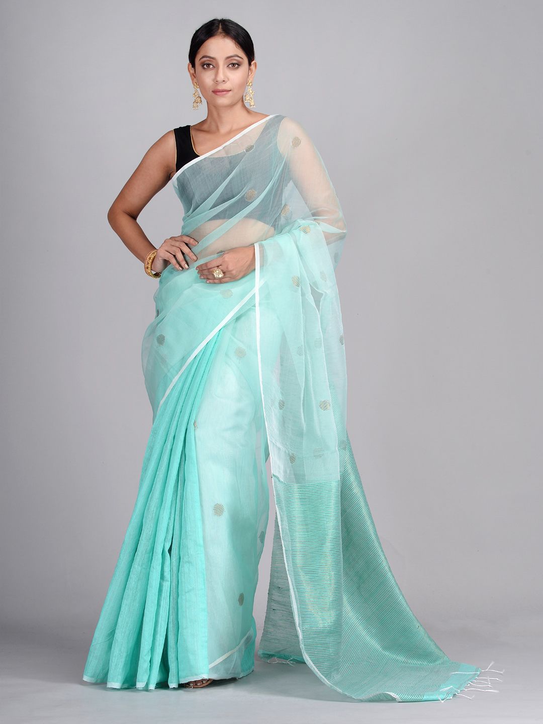 Sea Green Hand Woven Matka Silk Saree