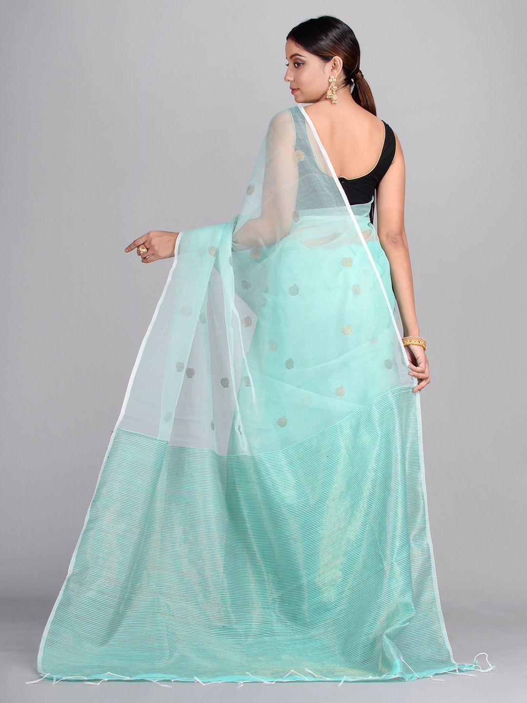 Sea Green Hand Woven Matka Silk Saree