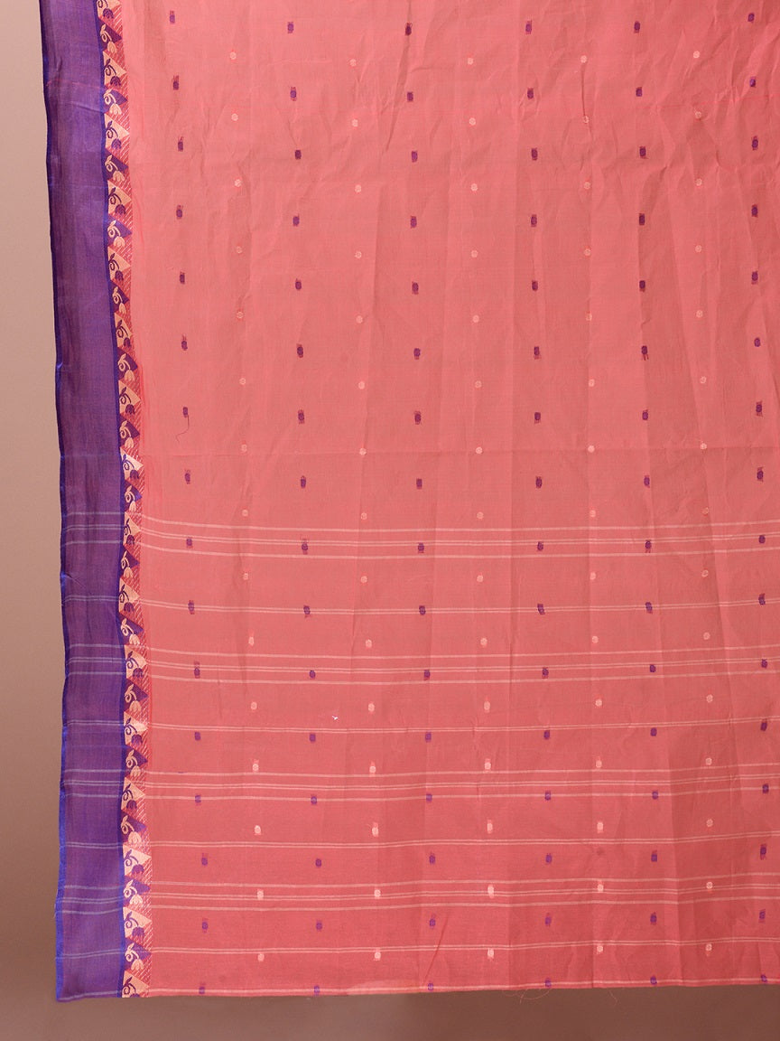 Candy Red Tangail Saree With Floral Designs