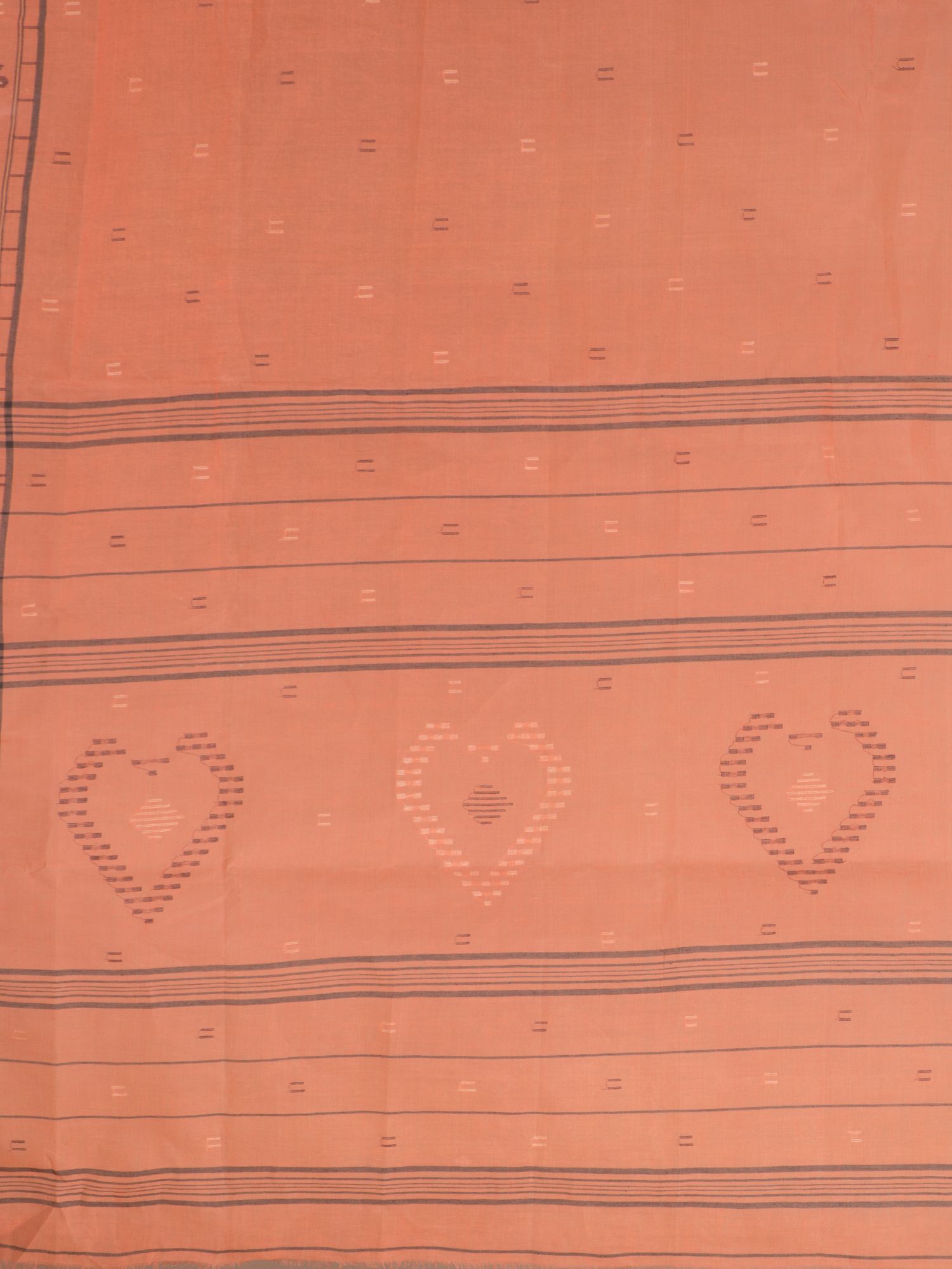 Coral Orange Pure Cotton Saree With Woven Designs