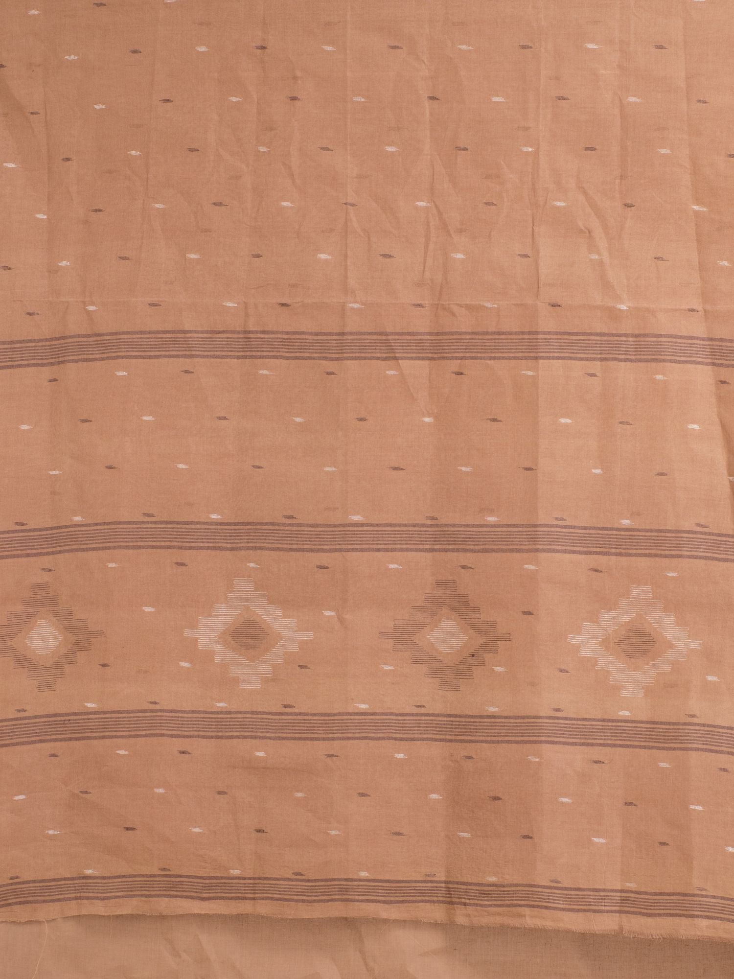 Tawny Brown Pure Cotton Saree With Temple Designs