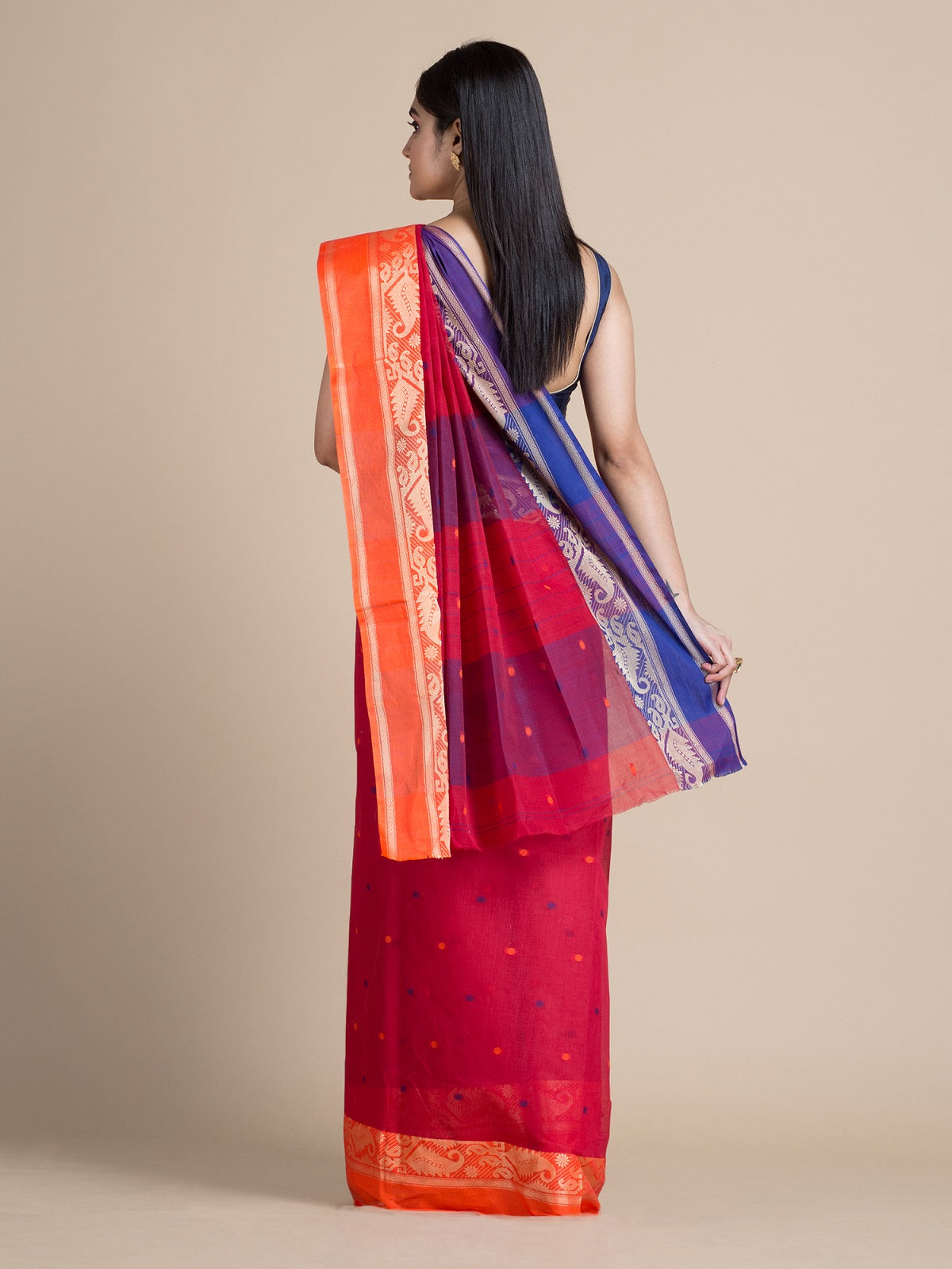 Magenta Tangail Saree With Zari Designs