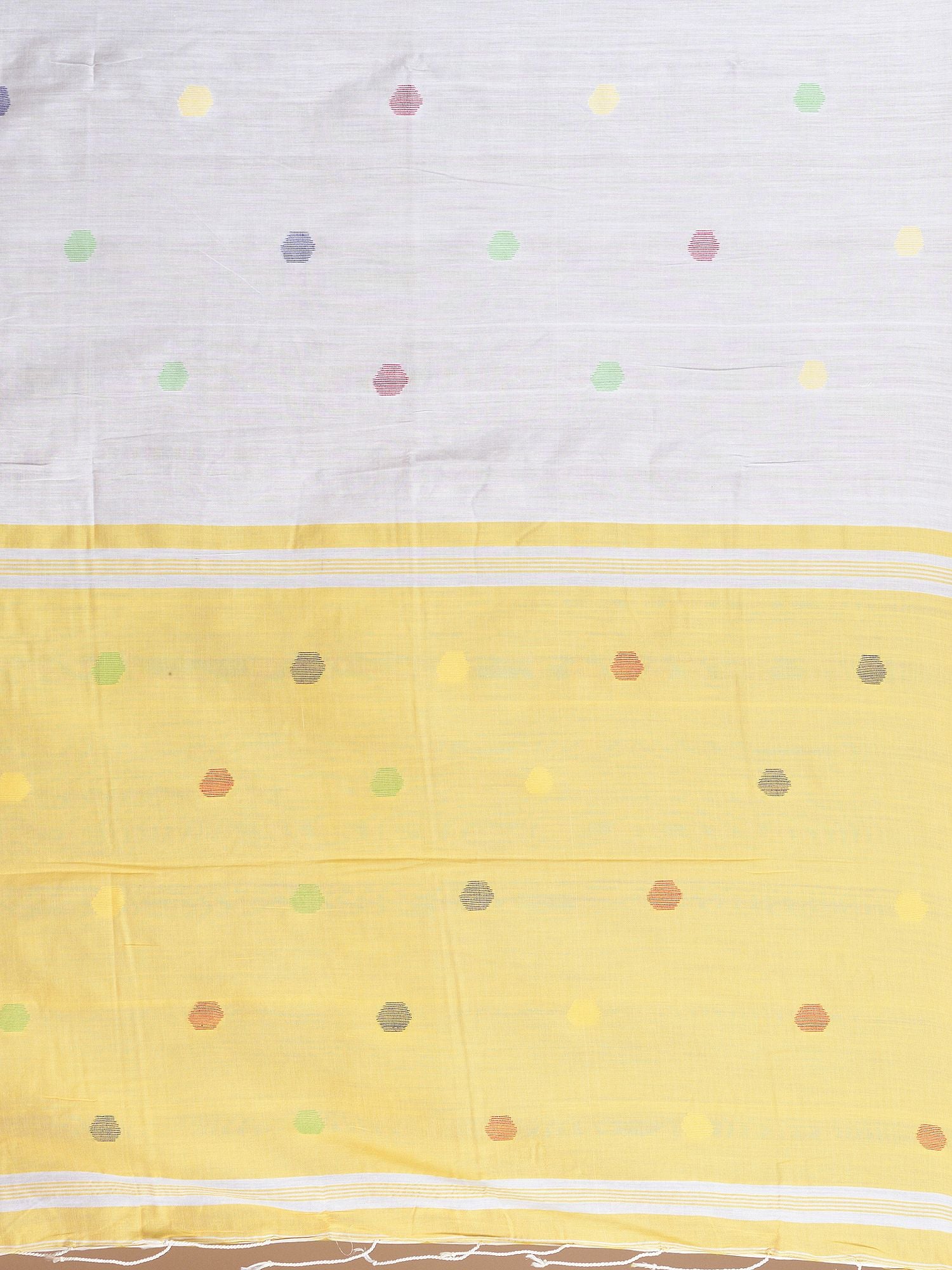 White Pure Cotton Saree With Woven Buttas