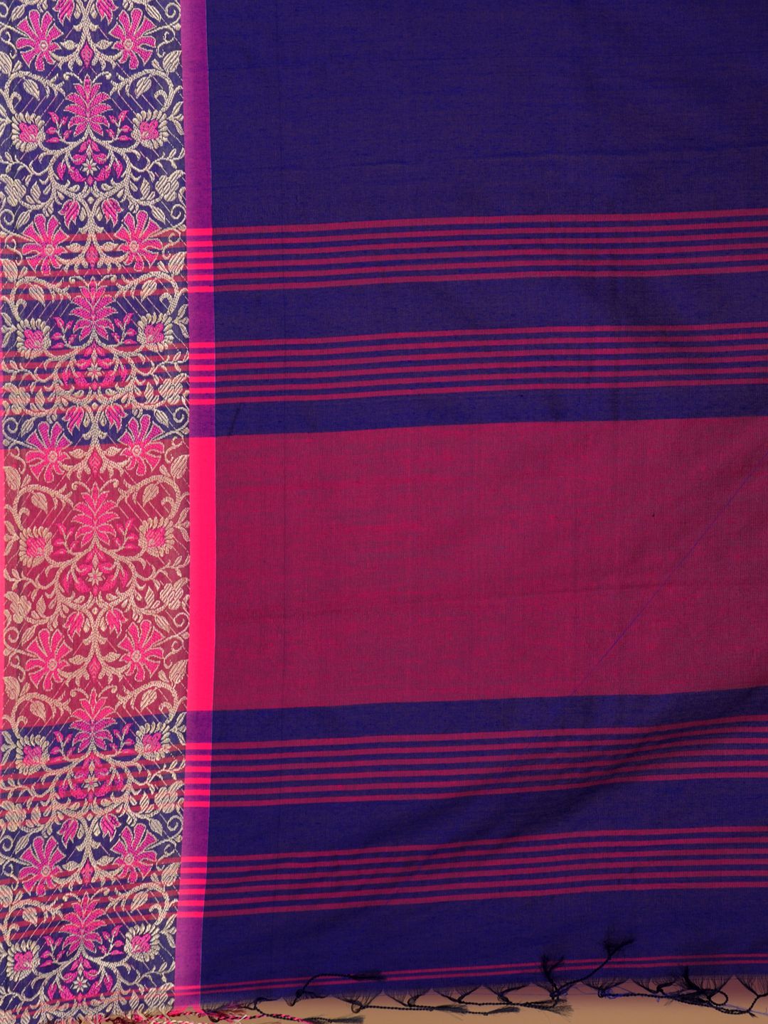 Blue Cotton handwocen soft saree with naksha weaving