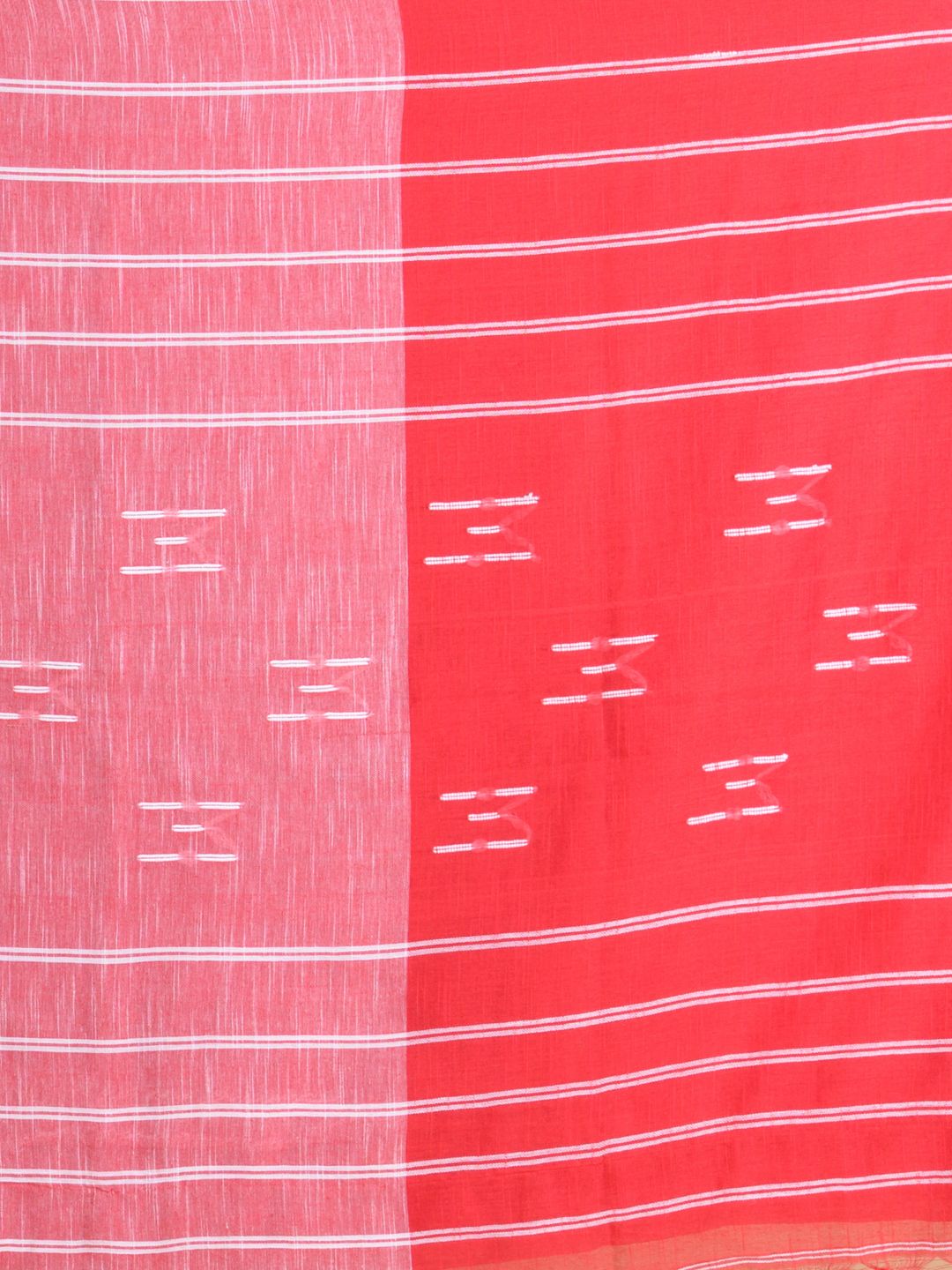 Red handwoven soft cotton saree