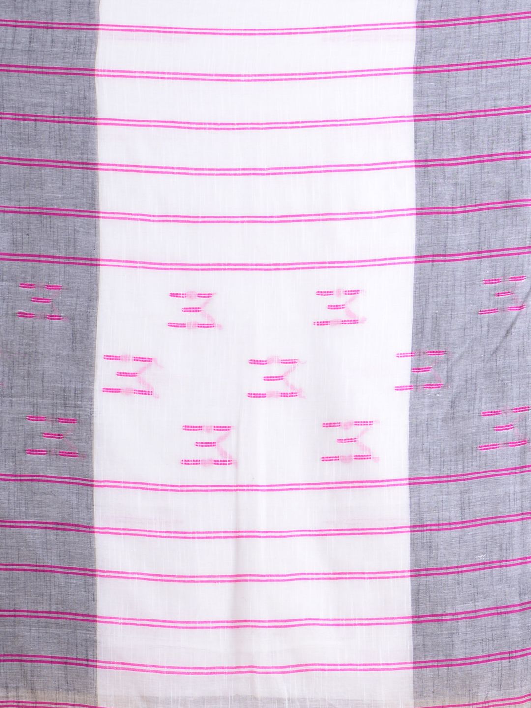 White and Grey handwoven soft cotton saree