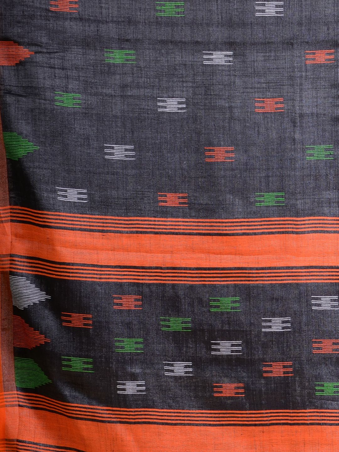 Grey soft Cotton handwoven saree with allover buti