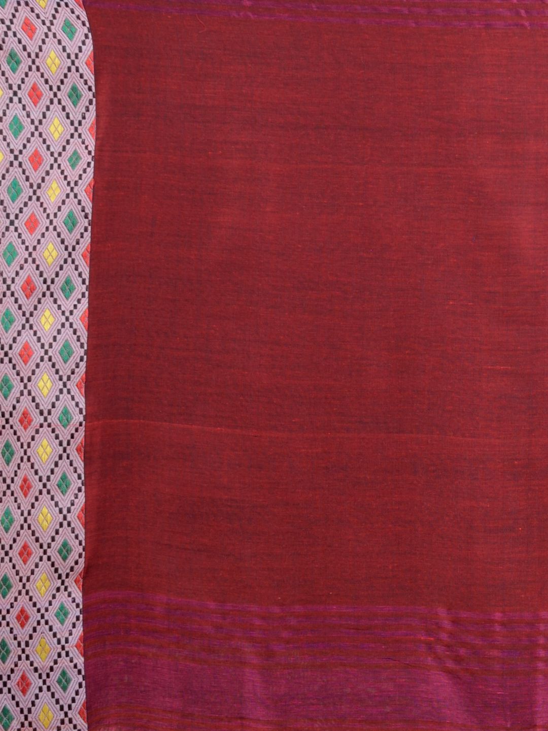 Magenta soft Cotton handwoven saree with geomatric border