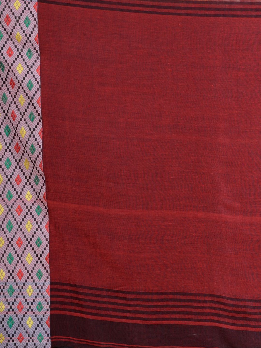 Brown soft Cotton handwoven saree with geomatric border