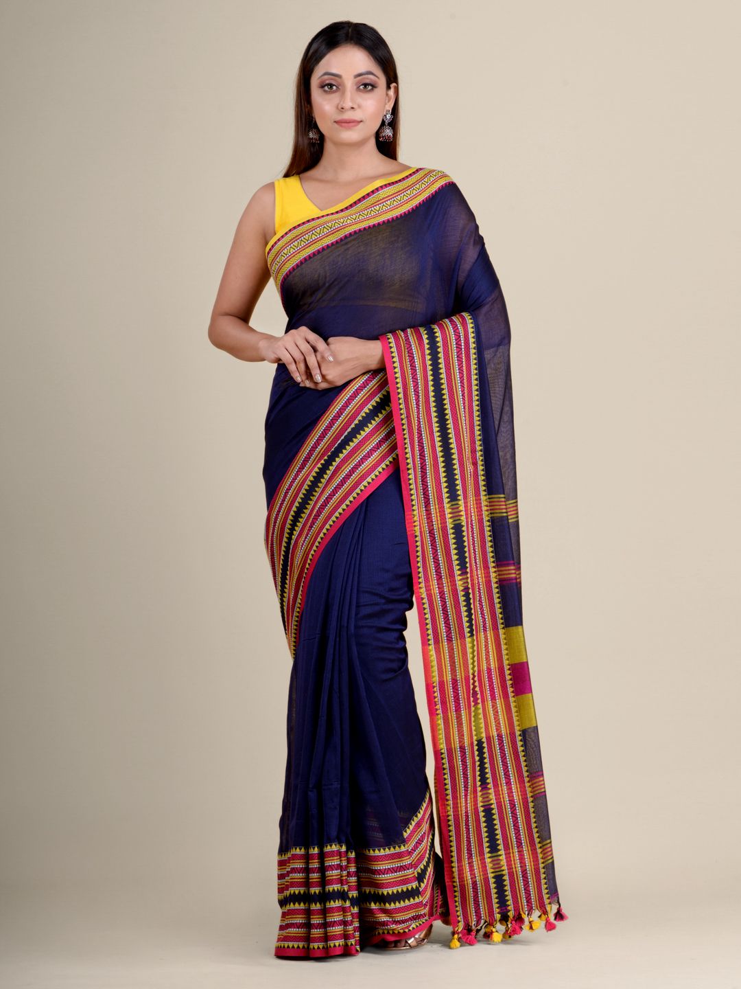 Blue soft Cotton handwoven saree