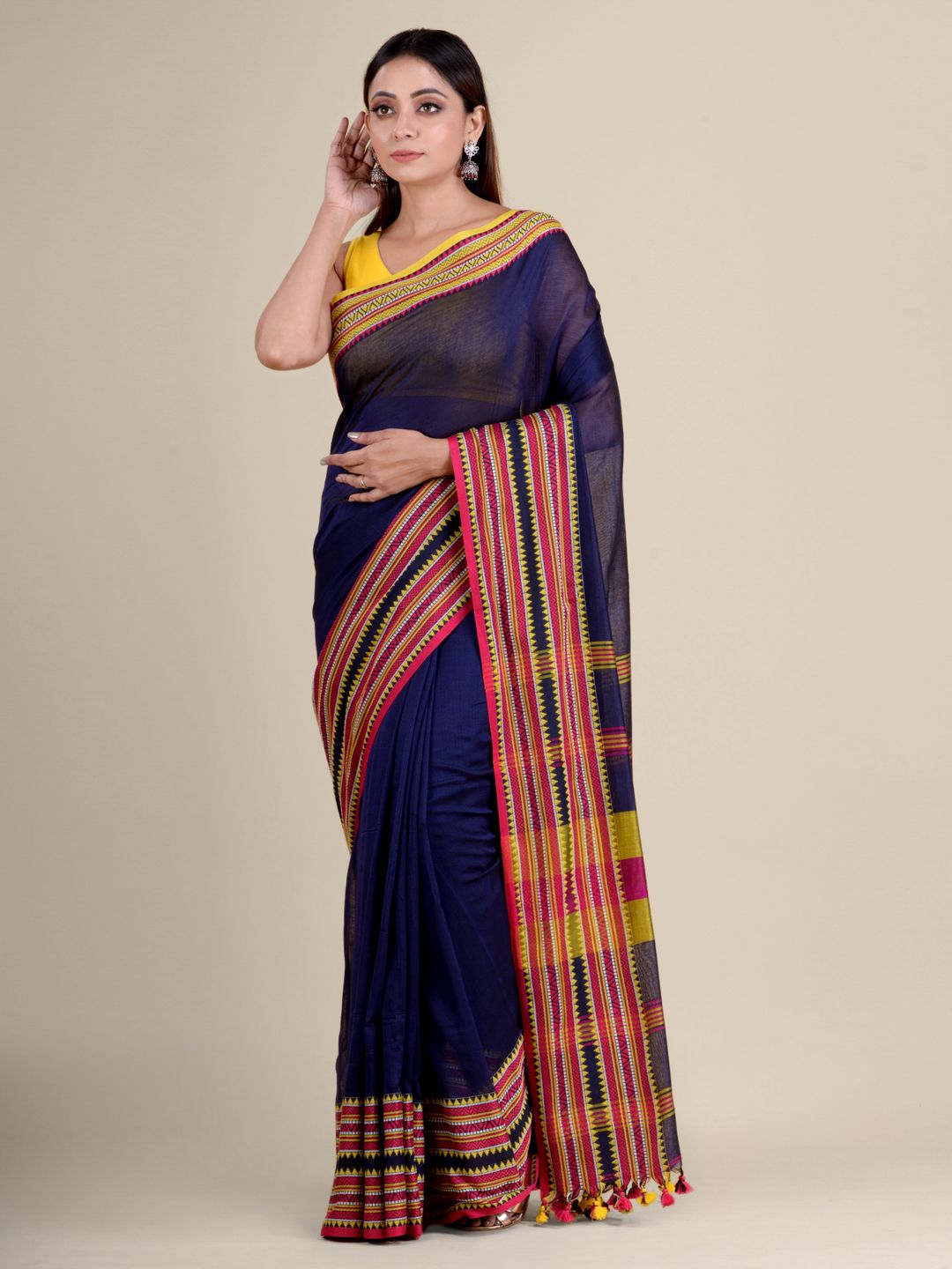 Blue soft Cotton handwoven saree