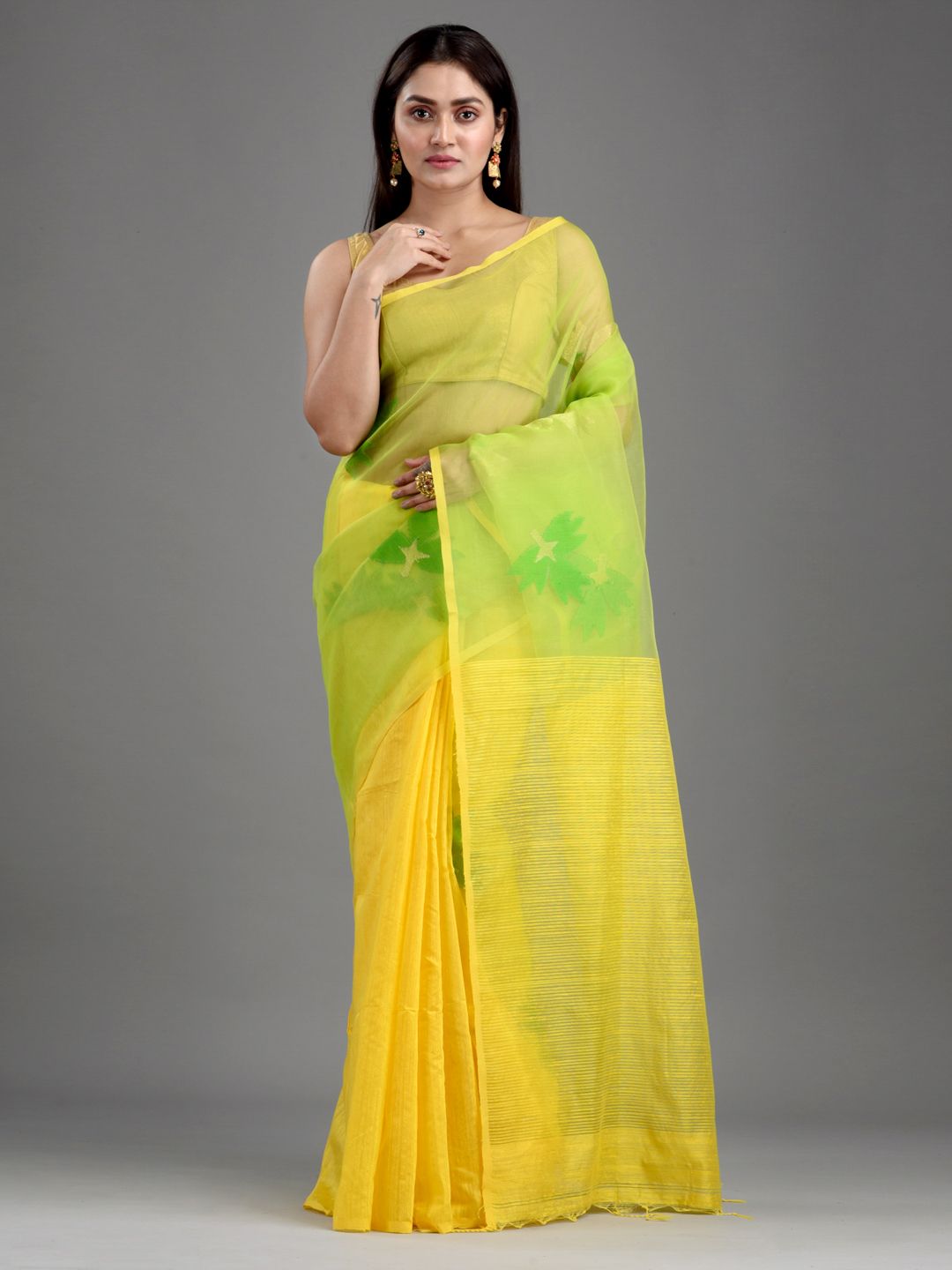 SAJASAJO RESHAM AND MATKA BENGAL HAND WOVEN DHAKAI SAREE