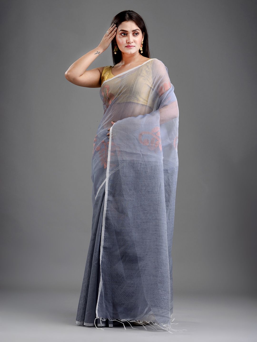 SAJASAJO RESHAM AND MATKA BENGAL HAND WOVEN DHAKAI SAREE