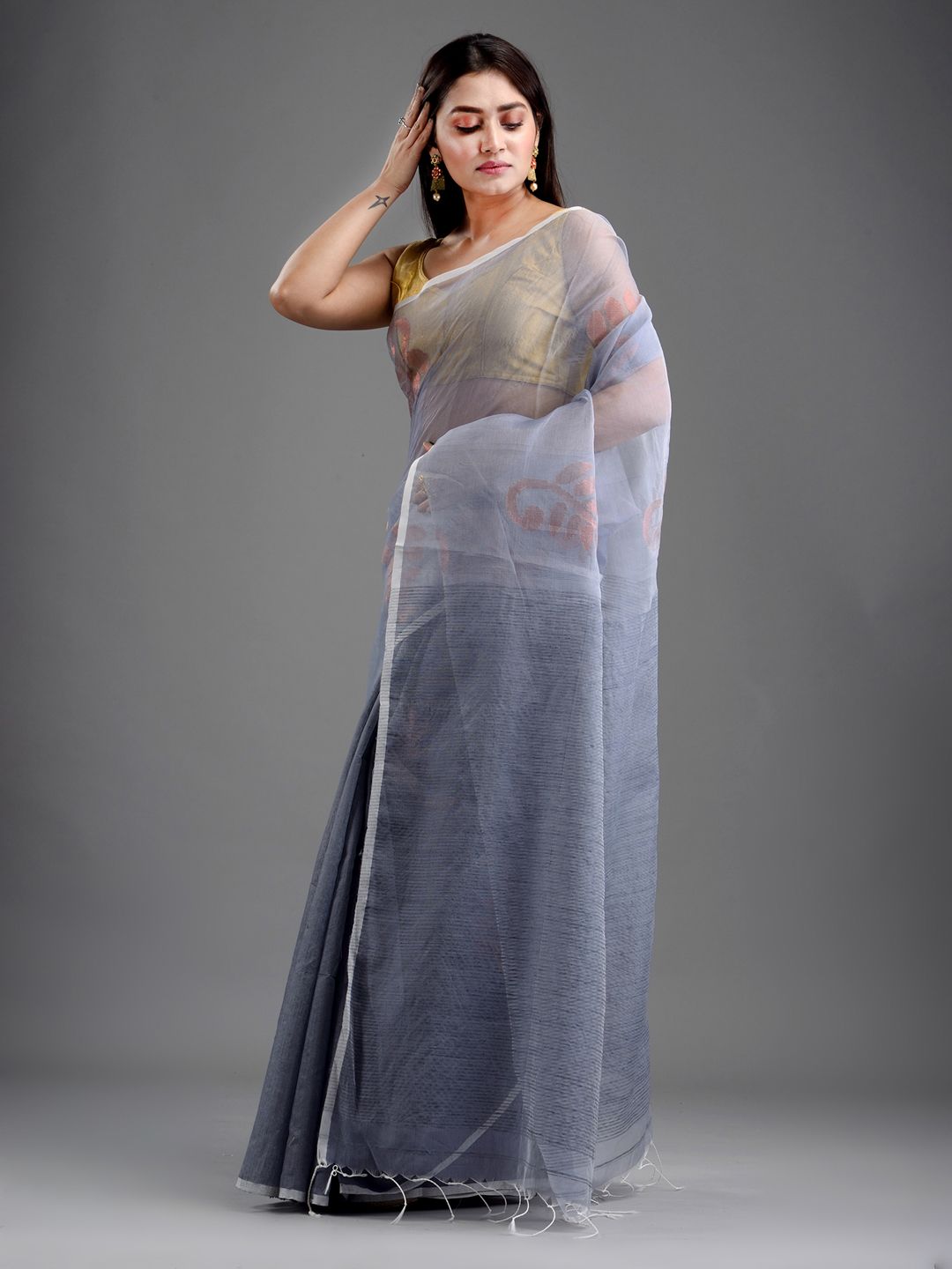 SAJASAJO RESHAM AND MATKA BENGAL HAND WOVEN DHAKAI SAREE