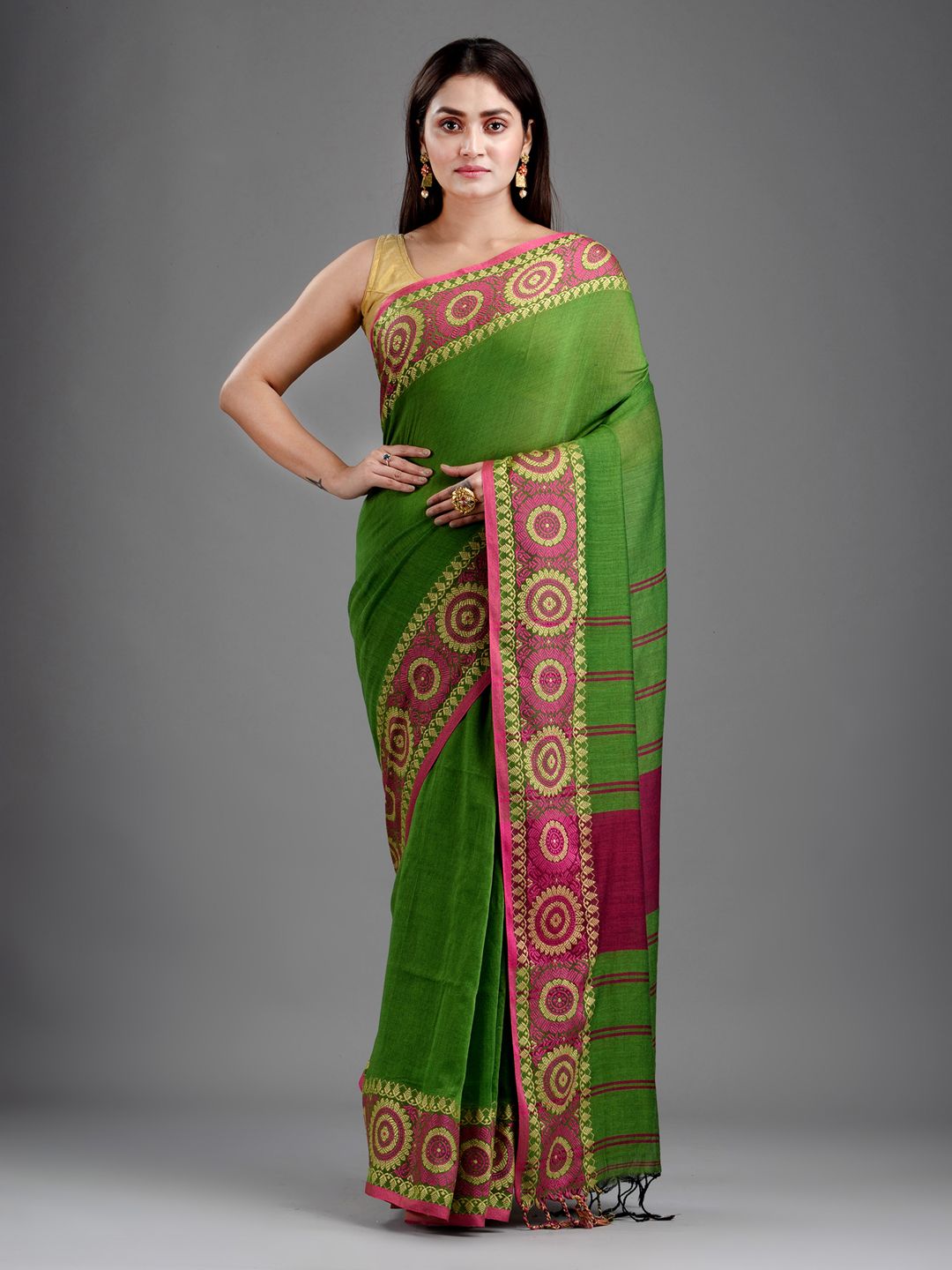 SAJASAJO BENGAL HANDLOOM PURE COTTON BEGUMPURI SAREE