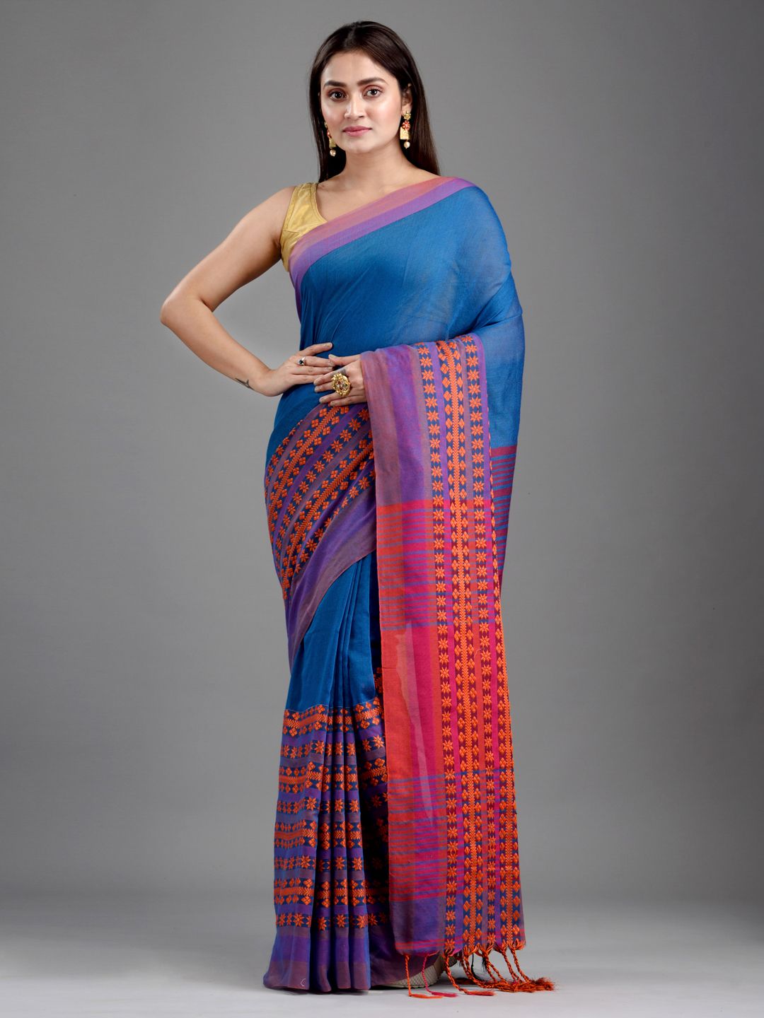 SAJASAJO BENGAL HANDLOOM PURE COTTON BEGUMPURI SAREE