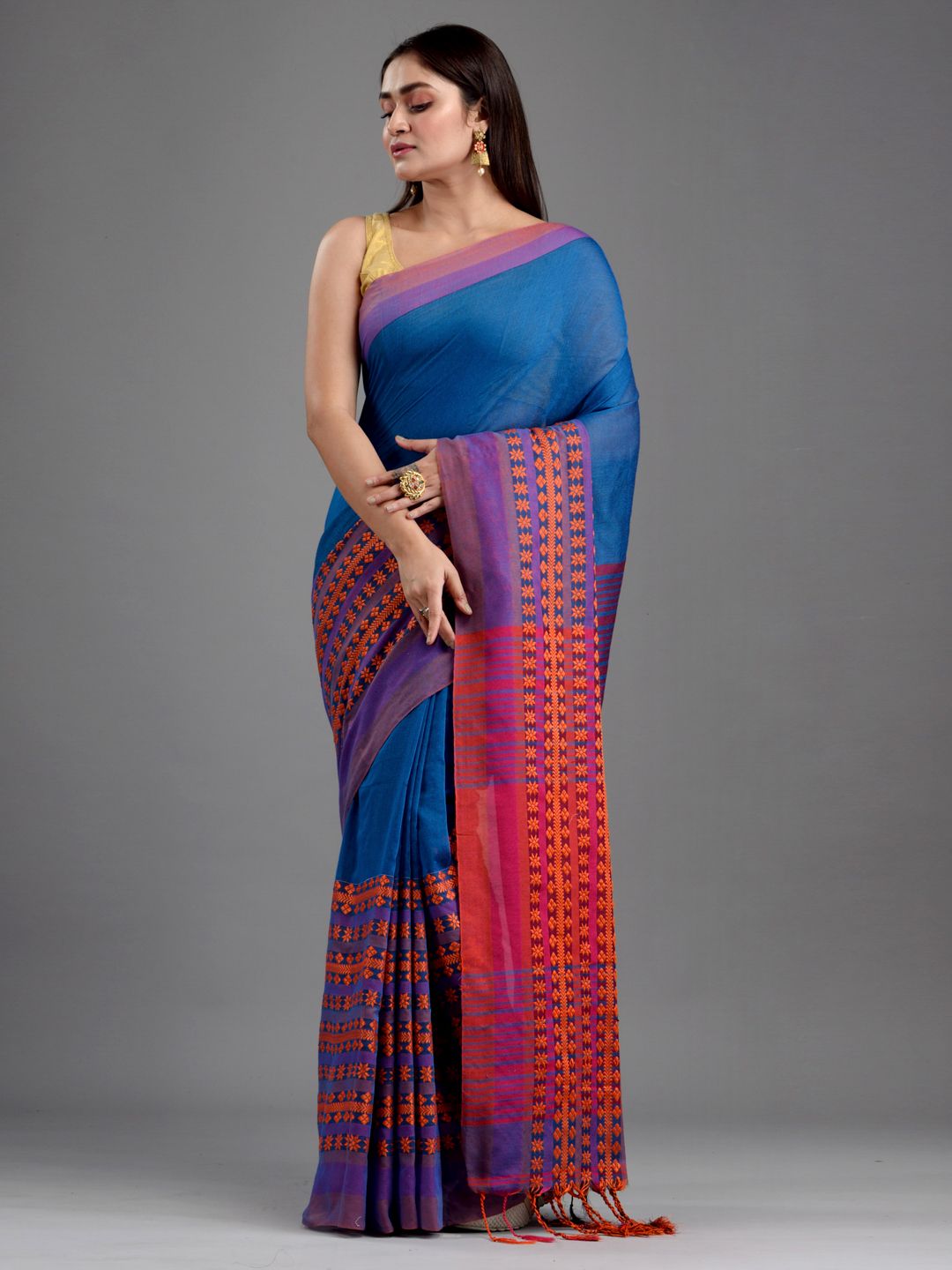 SAJASAJO BENGAL HANDLOOM PURE COTTON BEGUMPURI SAREE