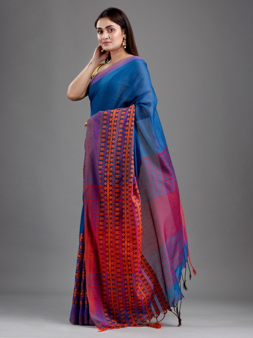 SAJASAJO BENGAL HANDLOOM PURE COTTON BEGUMPURI SAREE