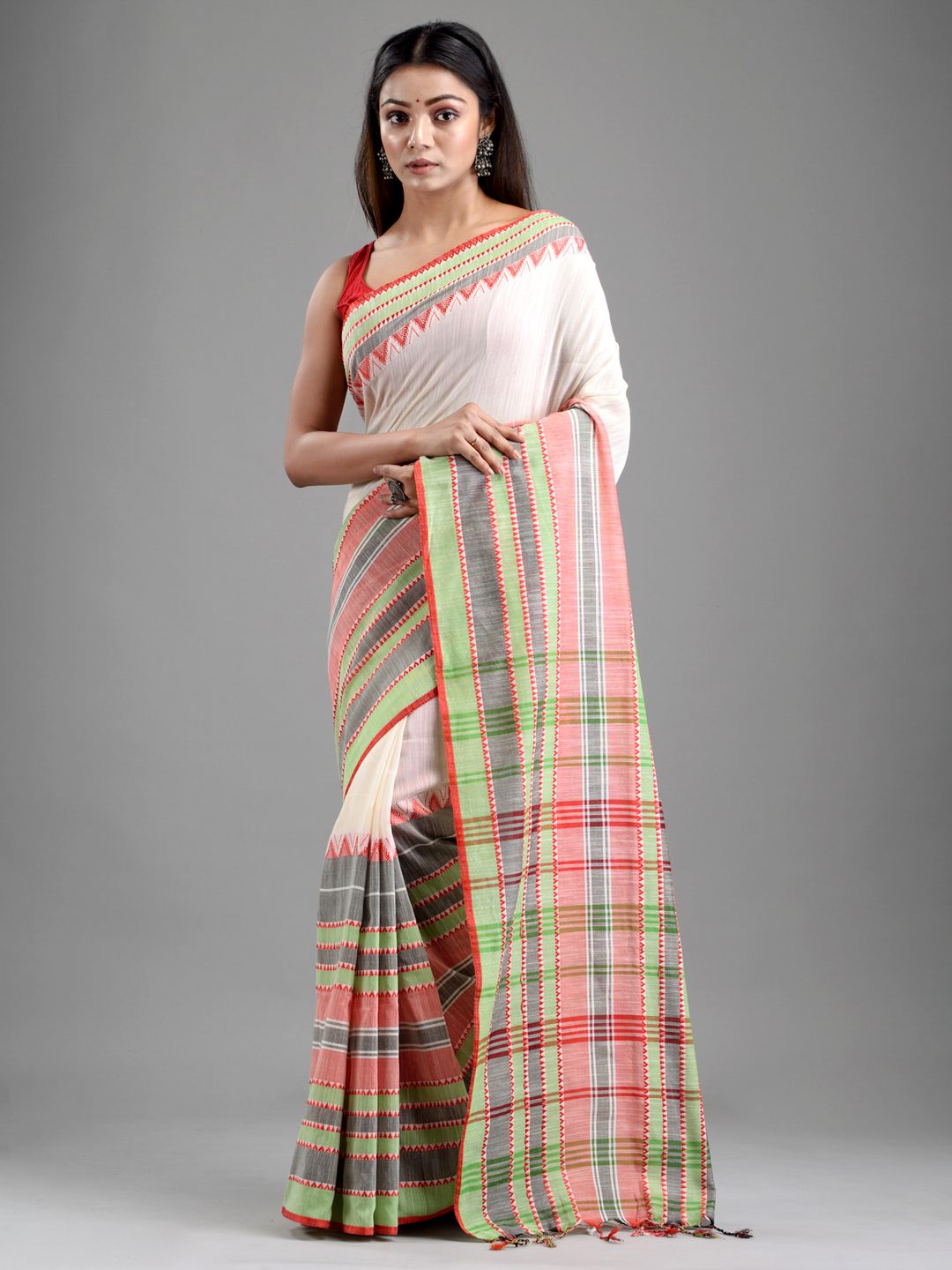 SAJASAJO BENGAL HANDLOOM PURE COTTON BEGUMPURI SAREE