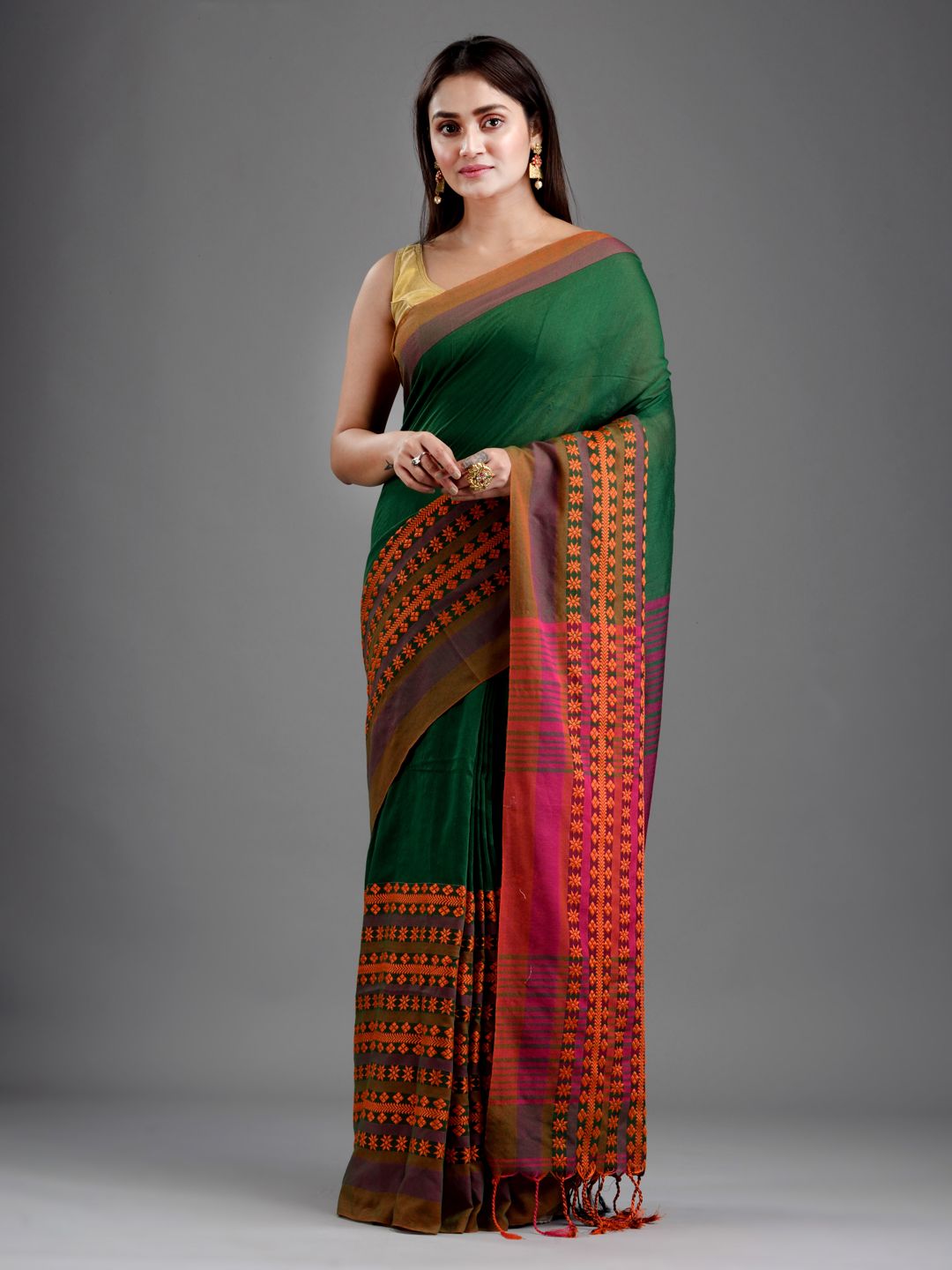 SAJASAJO BENGAL HANDLOOM PURE COTTON BEGUMPURI SAREE