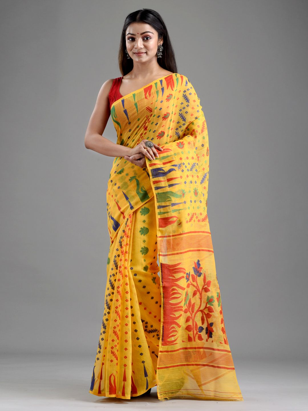 SAJASAJO SILK COTTON BENGAL HANDLOOM SOFT JAMDANI SAREE