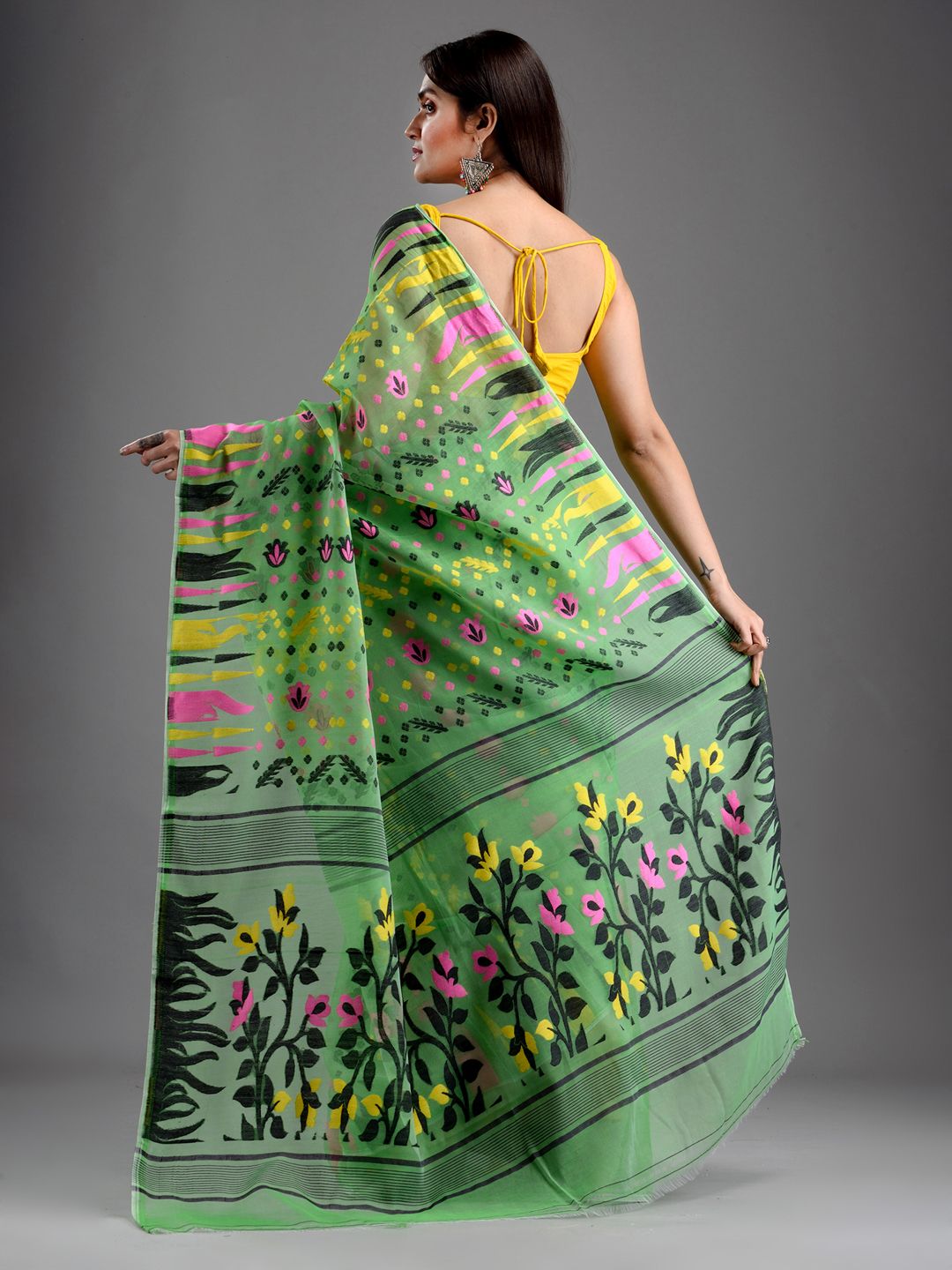 SAJASAJO SILK COTTON BENGAL HANDLOOM SOFT JAMDANI SAREE