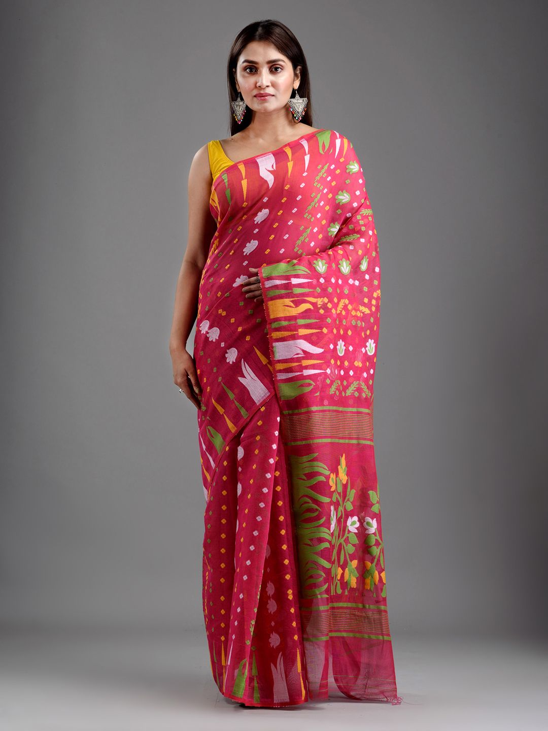 SAJASAJO SILK COTTON BENGAL HANDLOOM SOFT JAMDANI SAREE