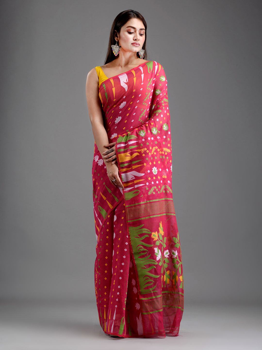 SAJASAJO SILK COTTON BENGAL HANDLOOM SOFT JAMDANI SAREE