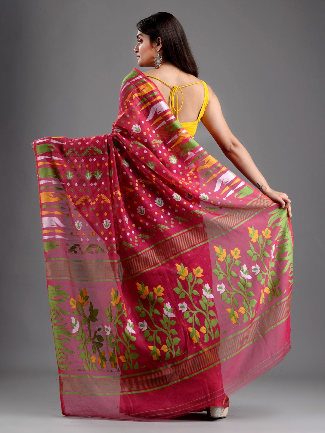 SAJASAJO SILK COTTON BENGAL HANDLOOM SOFT JAMDANI SAREE