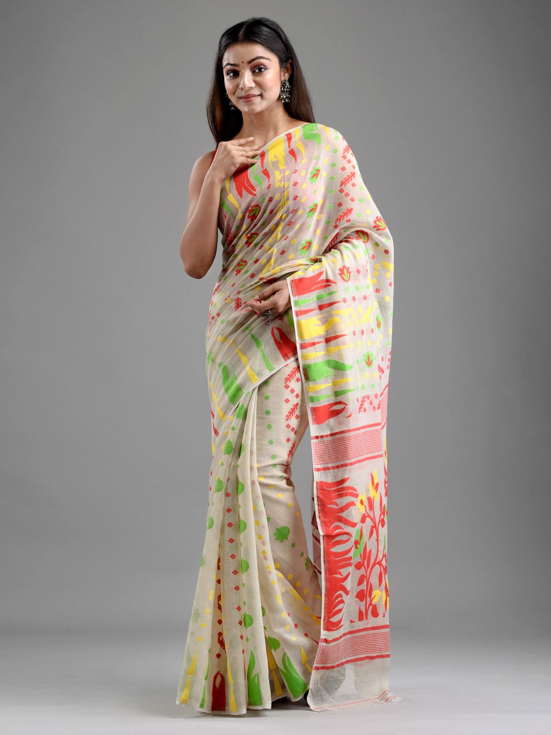 SAJASAJO SILK COTTON BENGAL HANDLOOM SOFT JAMDANI SAREE