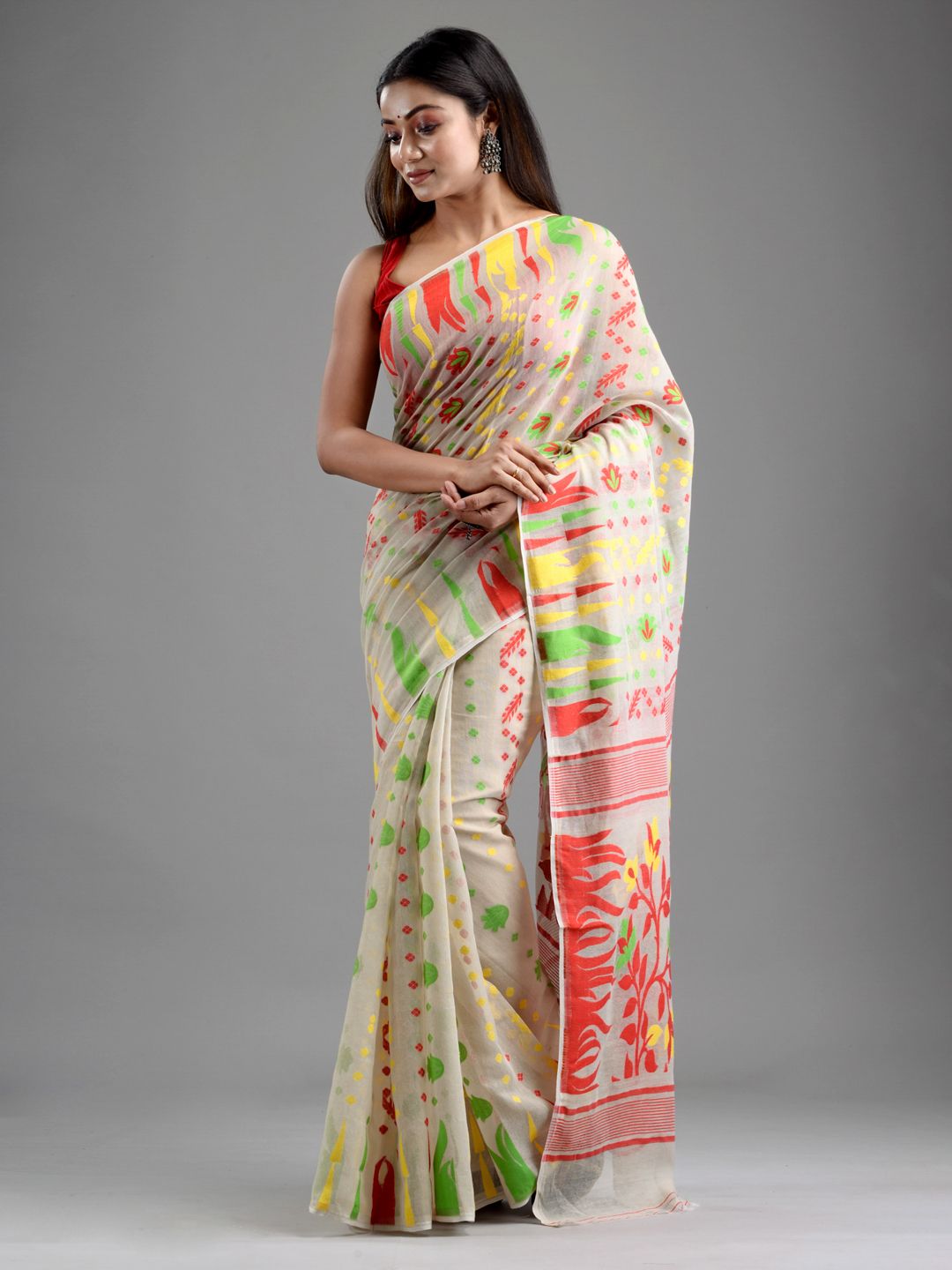 SAJASAJO SILK COTTON BENGAL HANDLOOM SOFT JAMDANI SAREE