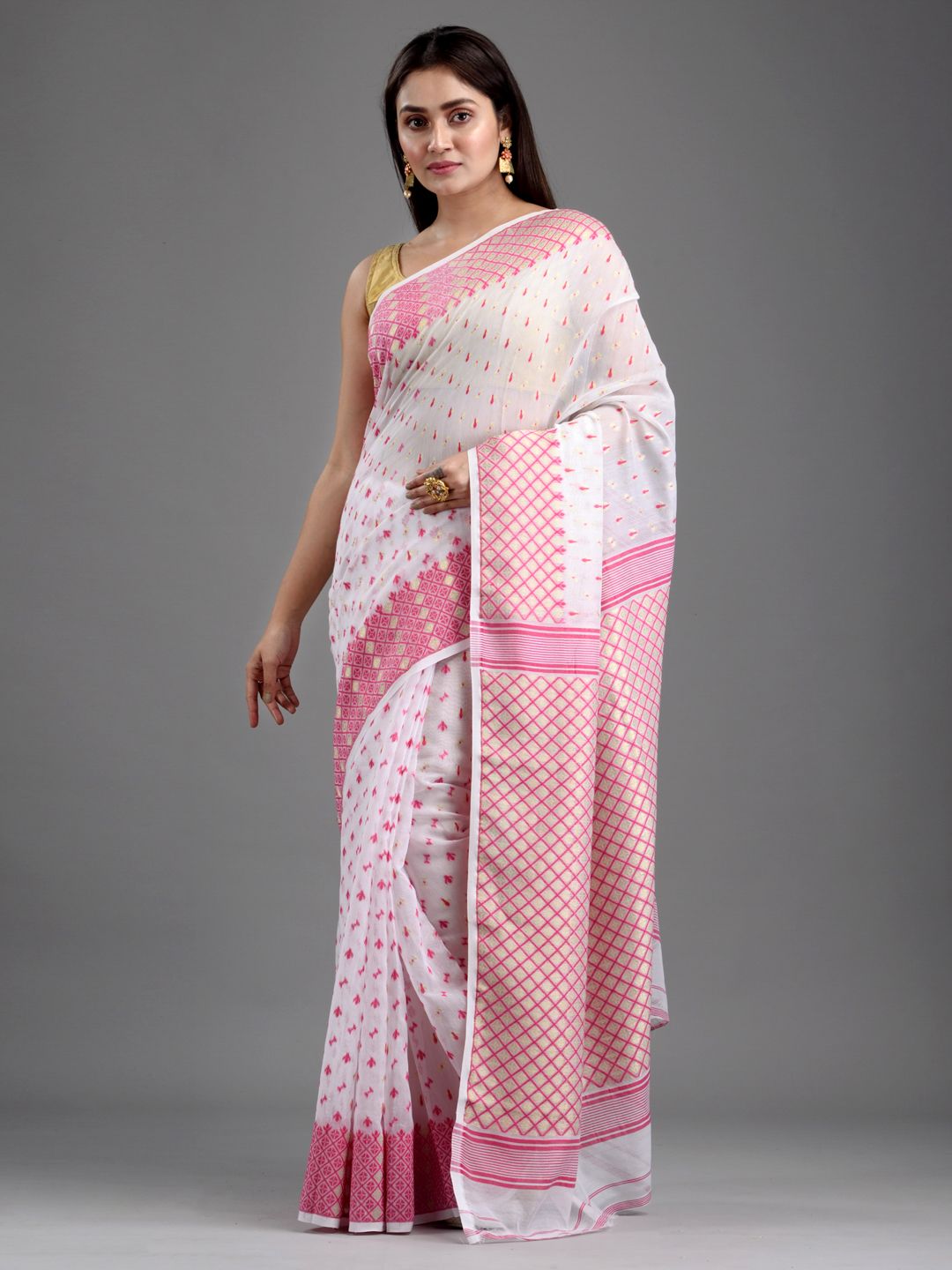 SAJASAJO SILK COTTON BENGAL HANDLOOM SOFT JAMDANI SAREE