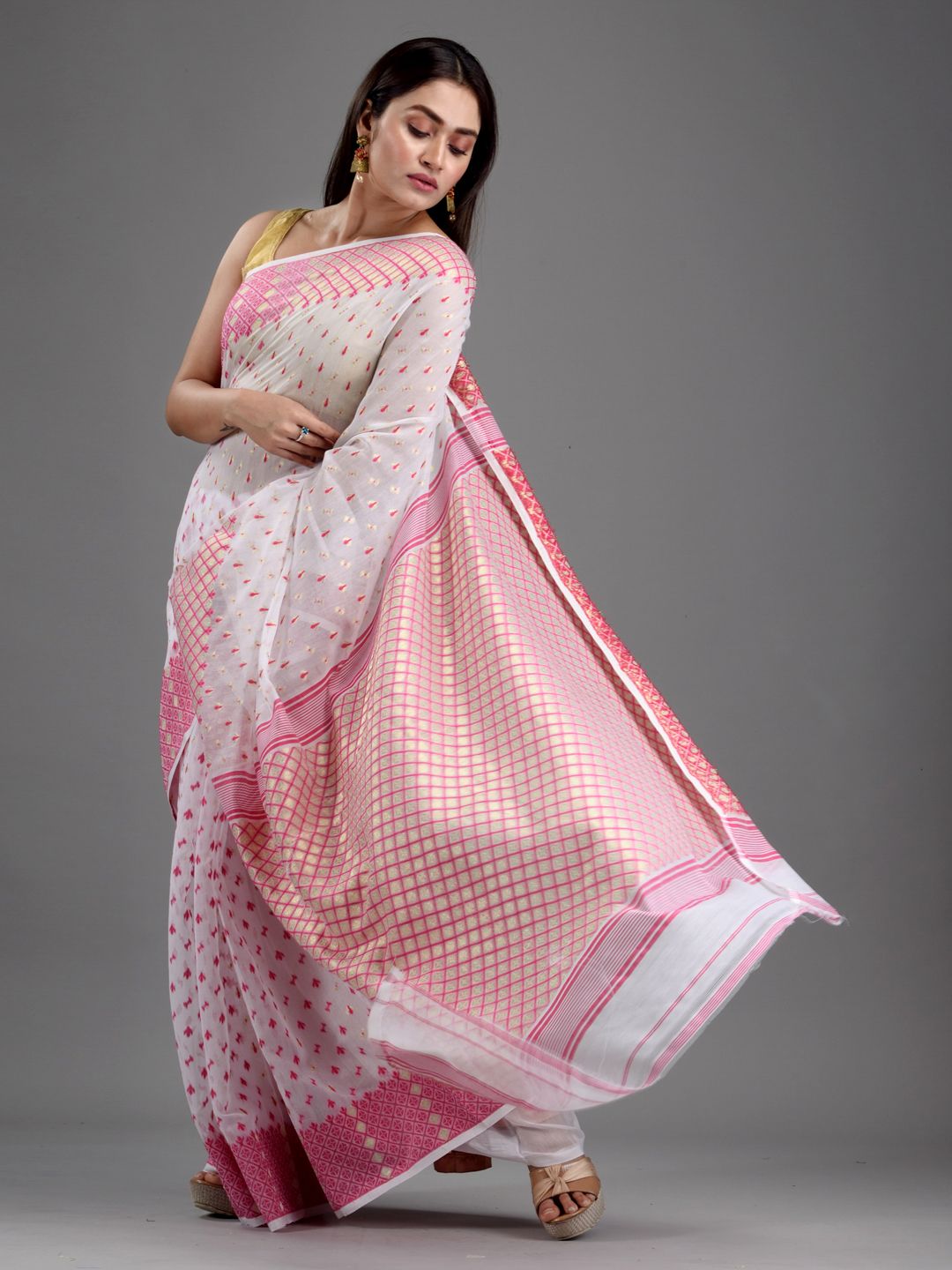 SAJASAJO SILK COTTON BENGAL HANDLOOM SOFT JAMDANI SAREE