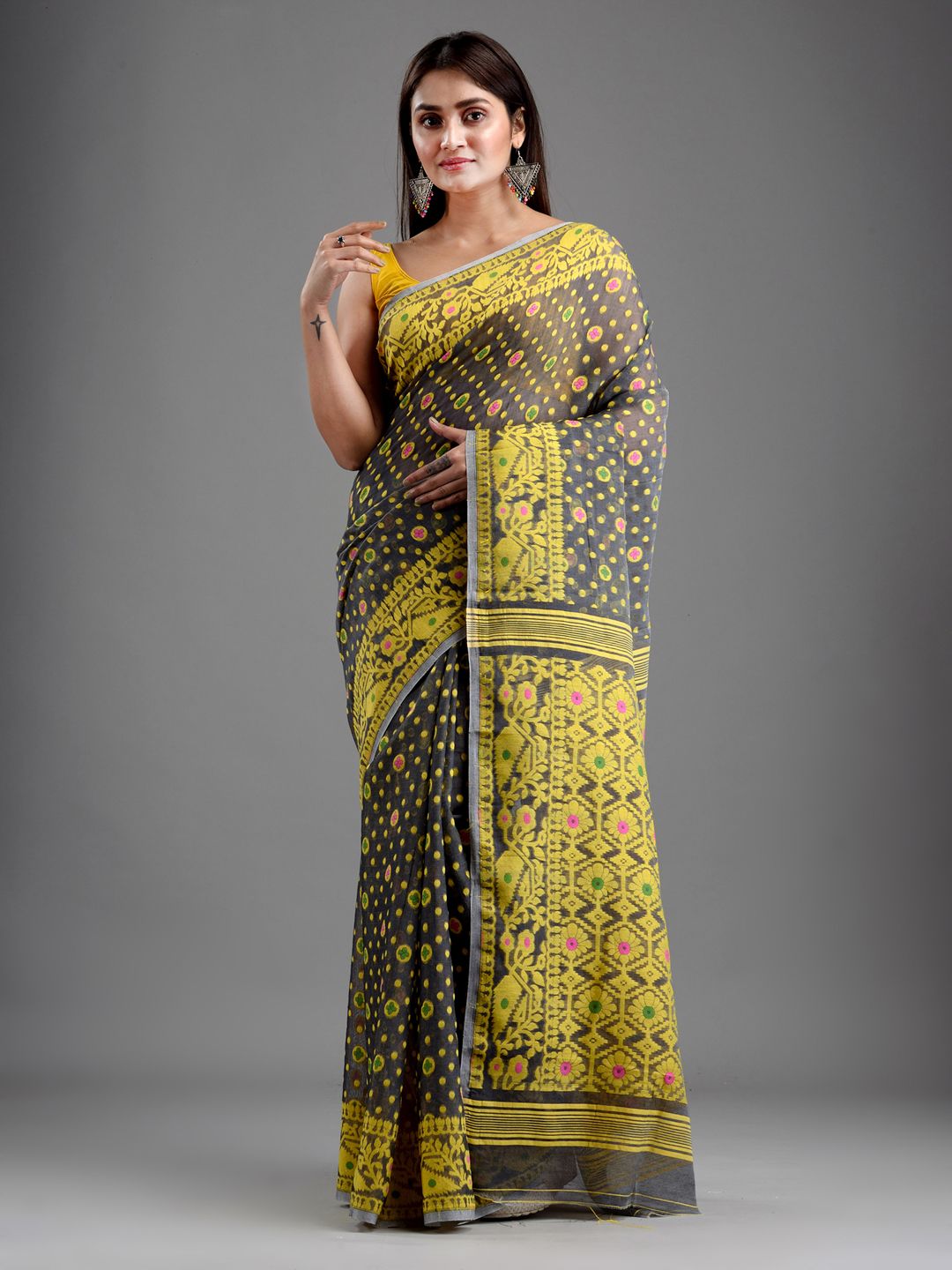 SAJASAJO SILK COTTON BENGAL HANDLOOM SOFT JAMDANI SAREE