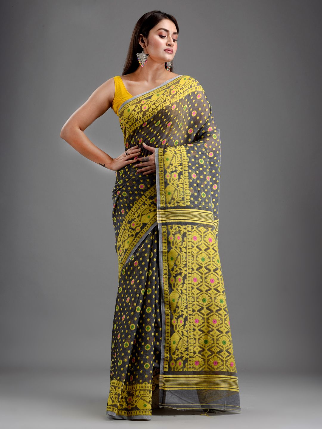 SAJASAJO SILK COTTON BENGAL HANDLOOM SOFT JAMDANI SAREE