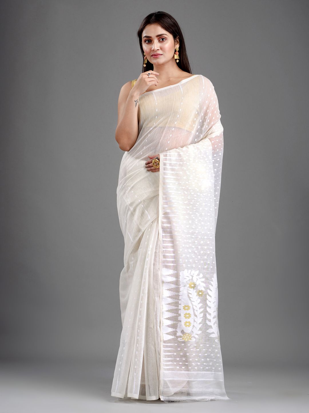 SAJASAJO SILK COTTON BENGAL HANDLOOM SOFT JAMDANI SAREE