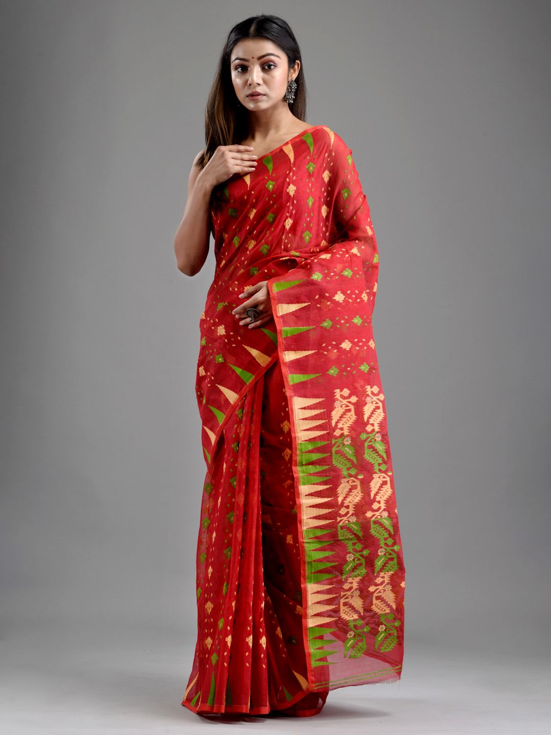 SAJASAJO SILK COTTON BENGAL HANDLOOM JAMDANI SAREE