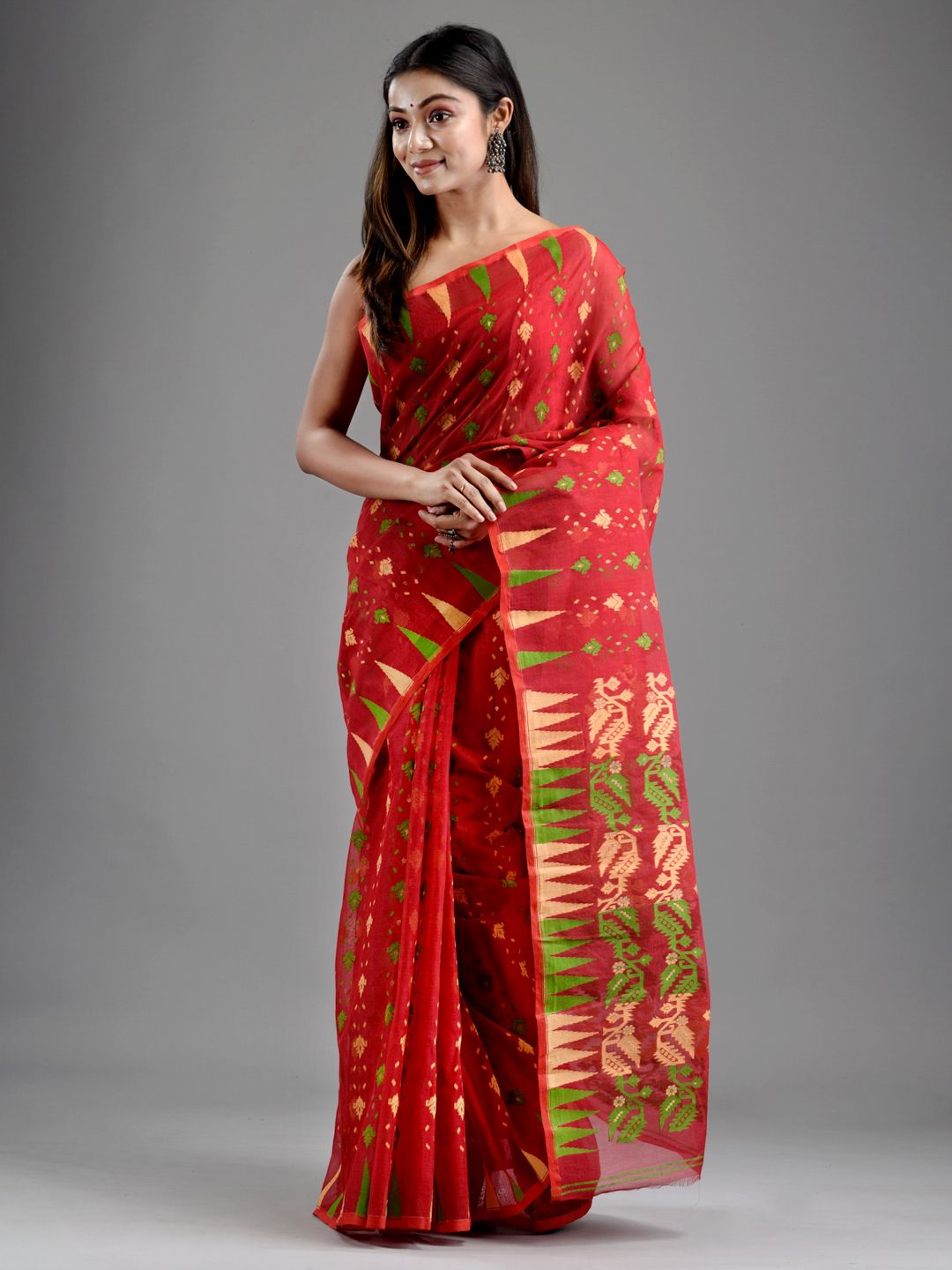 SAJASAJO SILK COTTON BENGAL HANDLOOM JAMDANI SAREE