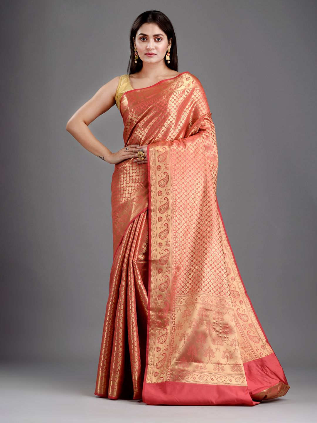 SAJASAJO HAND WOVEN OPARA SILK SAREE WITH JARI