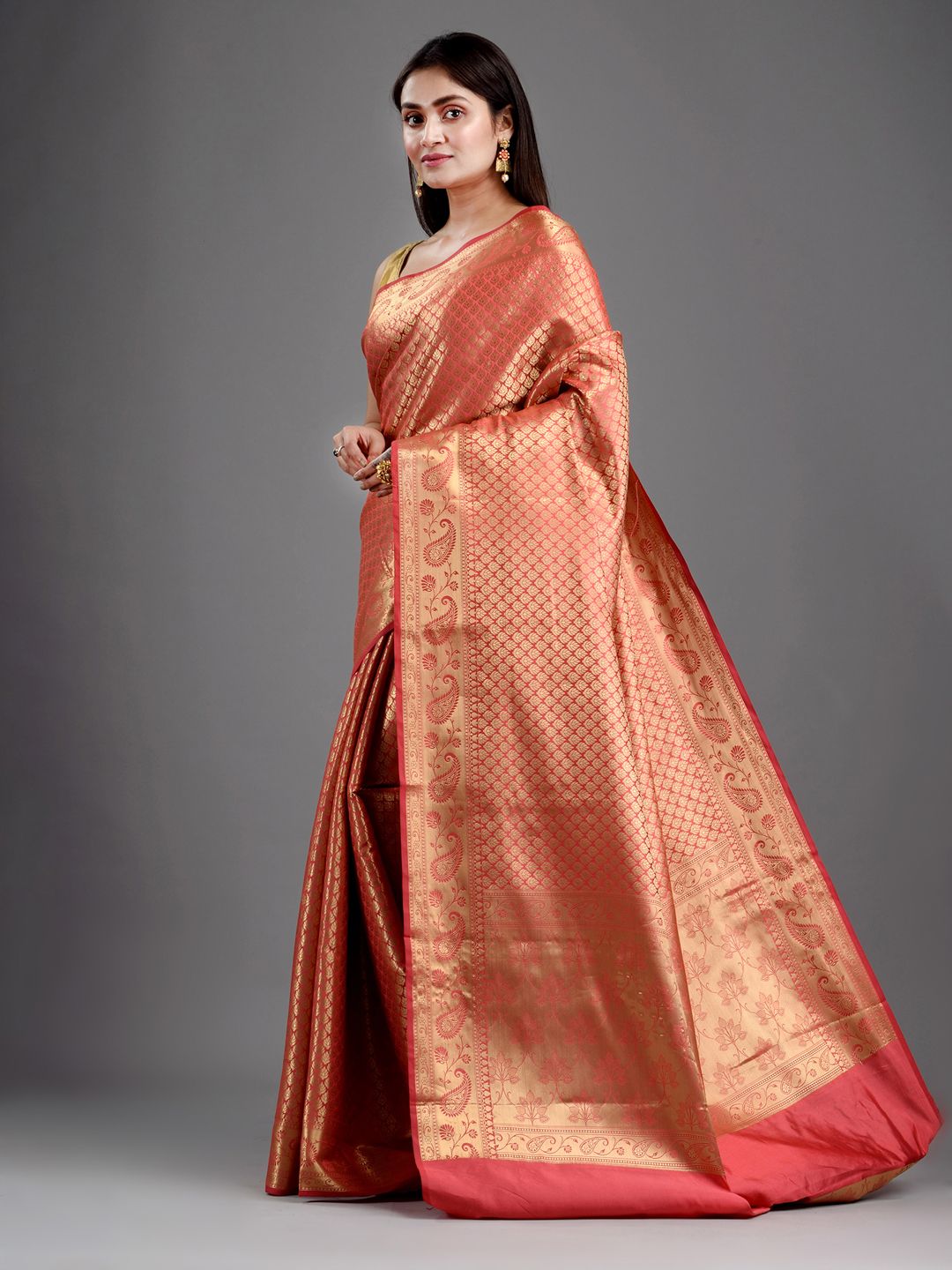 SAJASAJO HAND WOVEN OPARA SILK SAREE WITH JARI