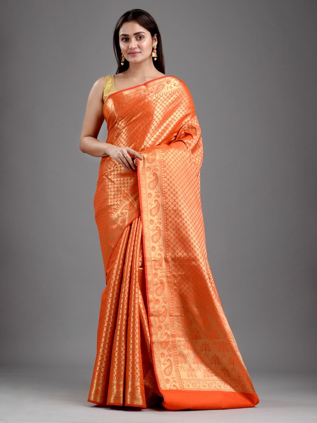 SAJASAJO HAND WOVEN OPARA SILK SAREE WITH JARI